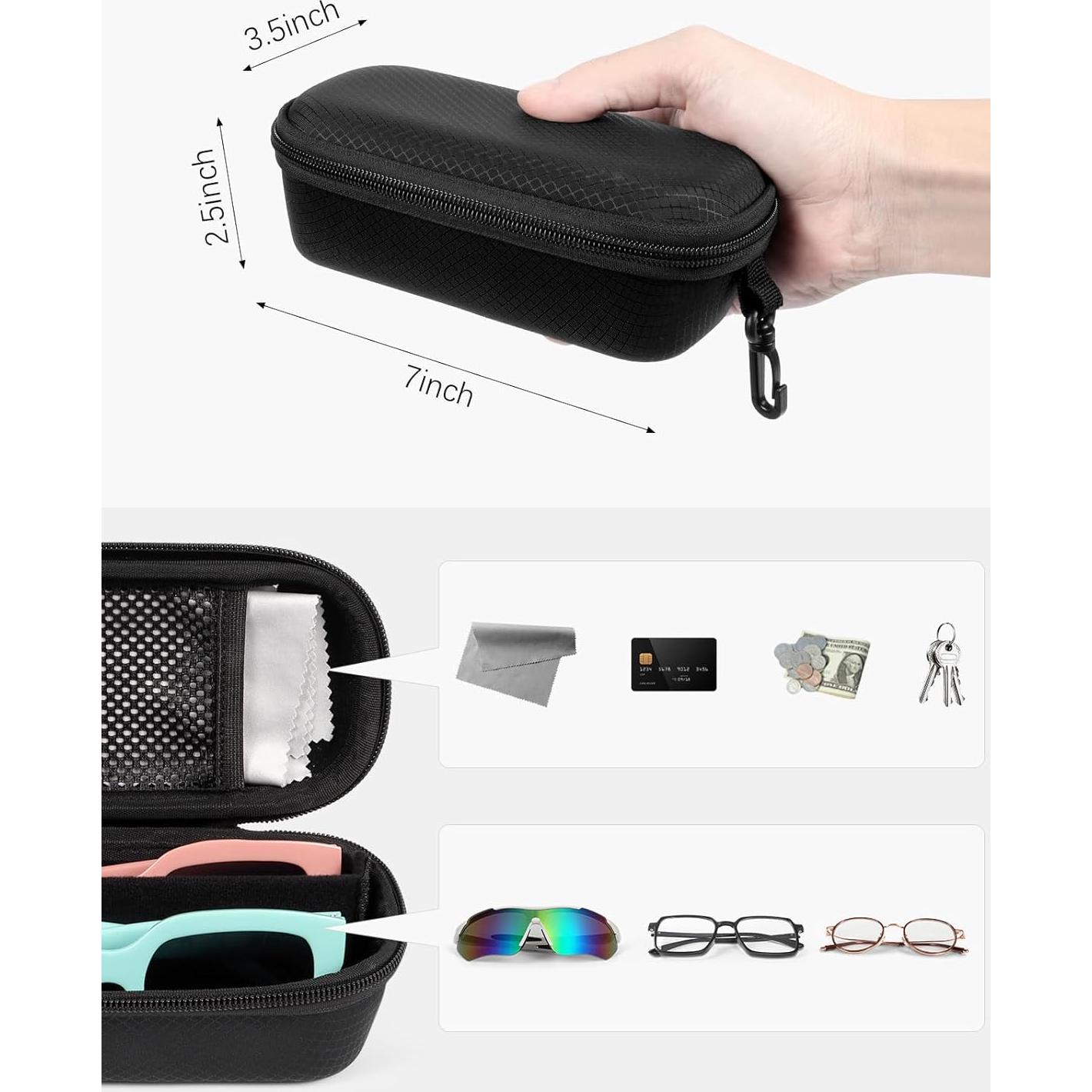 Funda Doble para Gafas WOMACO Negra, Dura y Ajustable