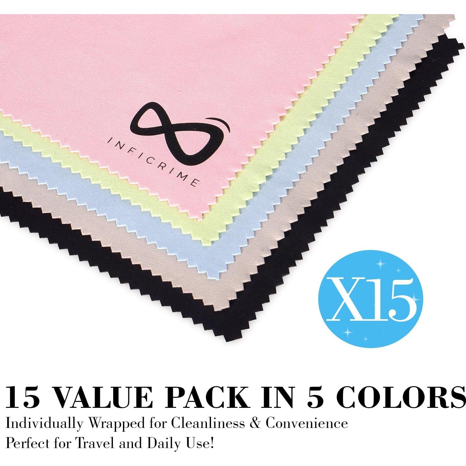 Paquete de 15 Paños de Microfibra INFICRIME 17.78x15.24 cm