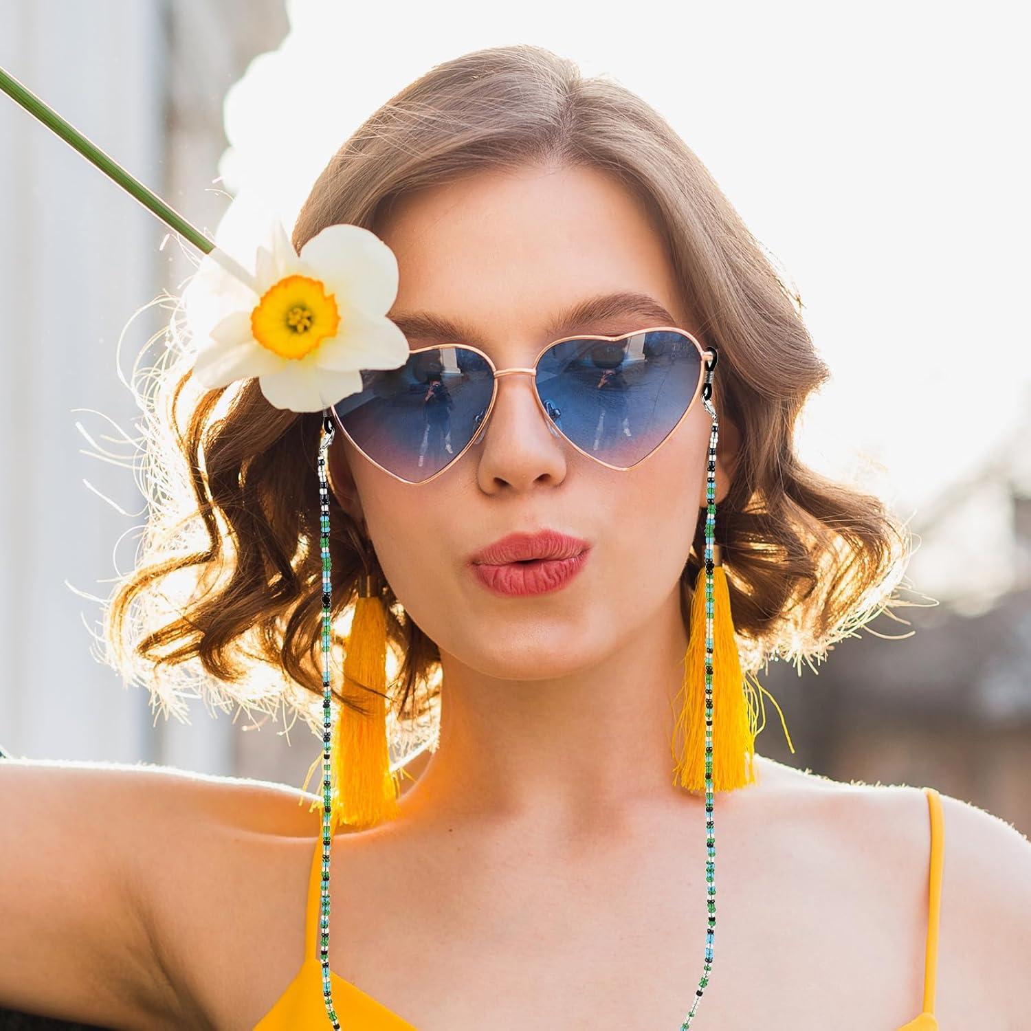 Cadena de Gafas Ymapinc 4 Piezas Coloridas con Perlas 68.5cm