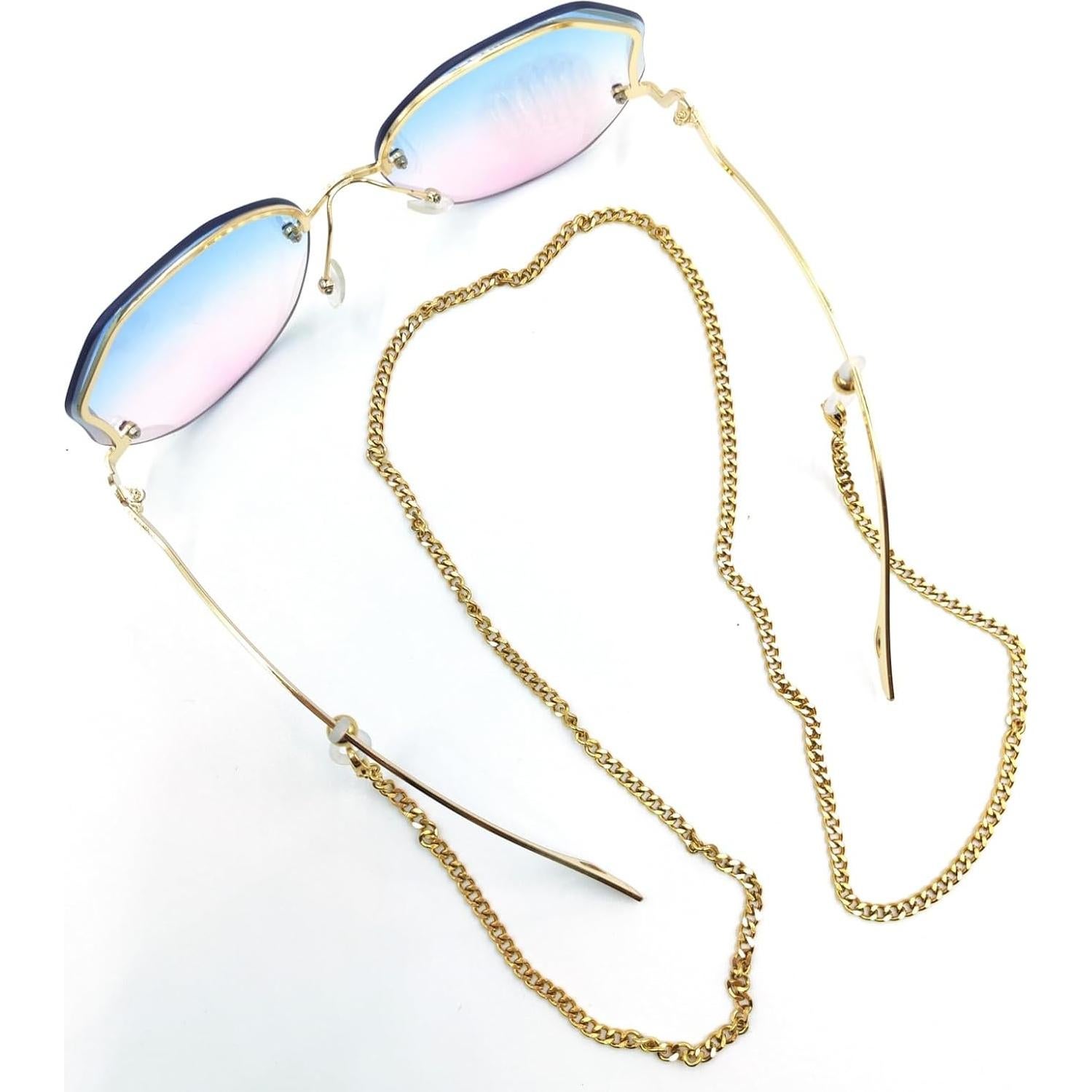 Cadena de Gafas de Acero Inoxidable 18K - Soporte Ajustable 75.9 cm