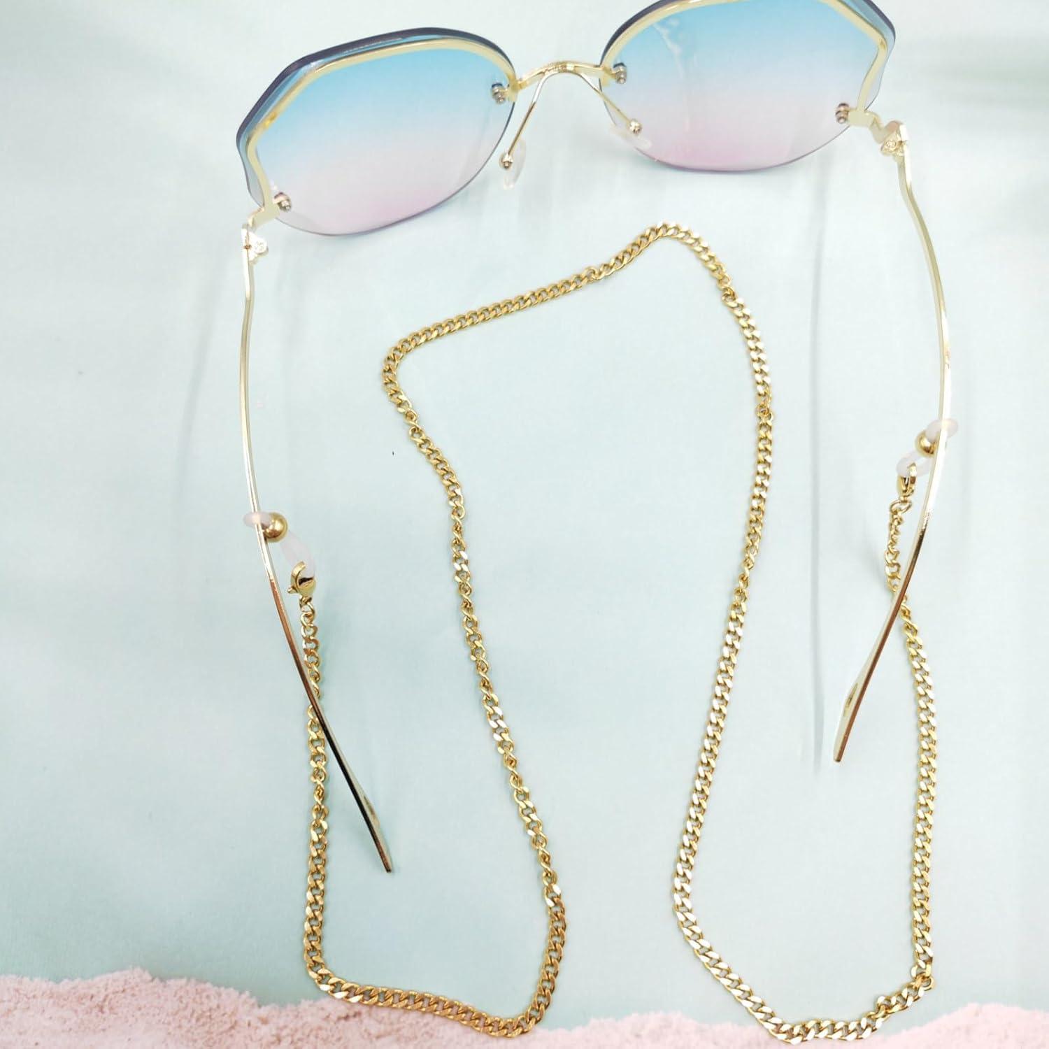 Cadena de Gafas de Acero Inoxidable 18K - Soporte Ajustable 75.9 cm