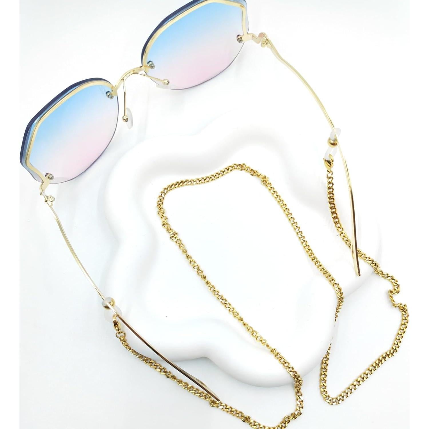 Cadena de Gafas de Acero Inoxidable 18K - Soporte Ajustable 75.9 cm