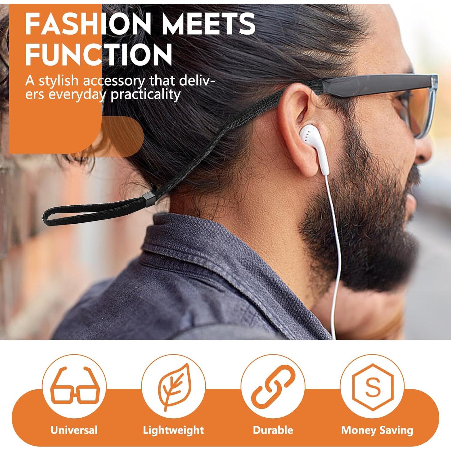 Correa Ajustable para Gafas TYTDOUTER - Paquete de 3 Negras 54 cm