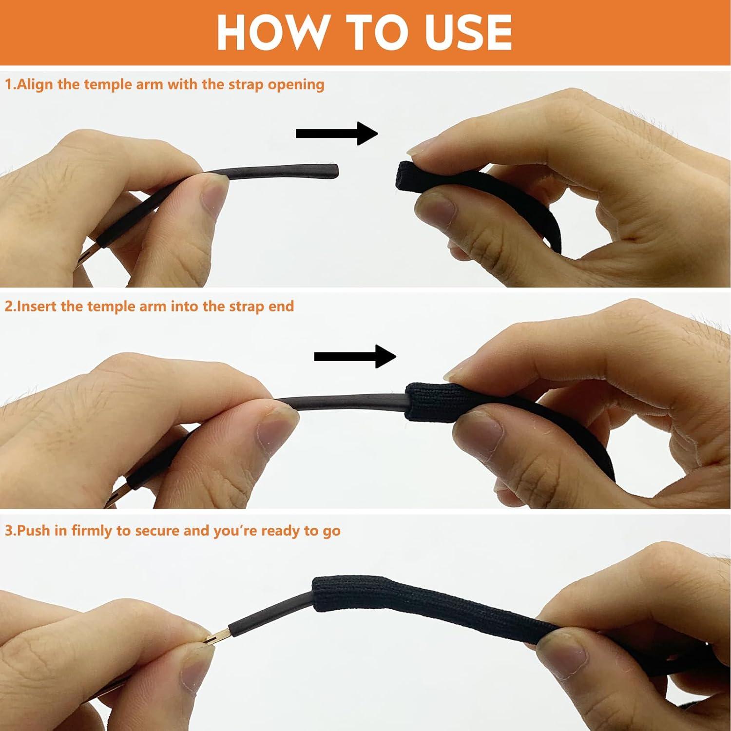 Correa Ajustable para Gafas TYTDOUTER - Paquete de 3 Negras 54 cm