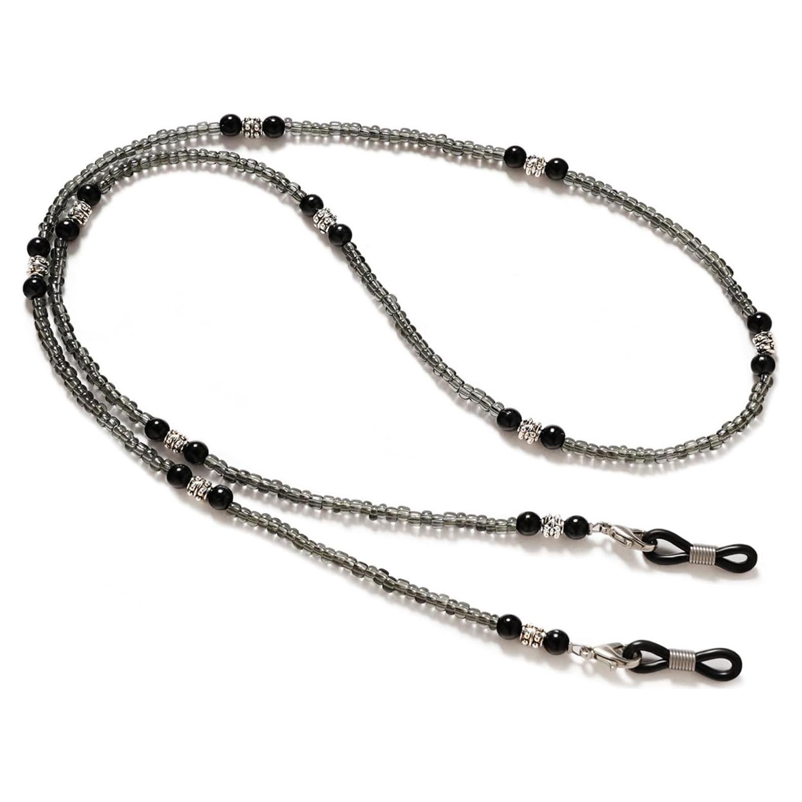 Cadena de Gafas con Cuentas Grises para Mujeres - Correa Unisex