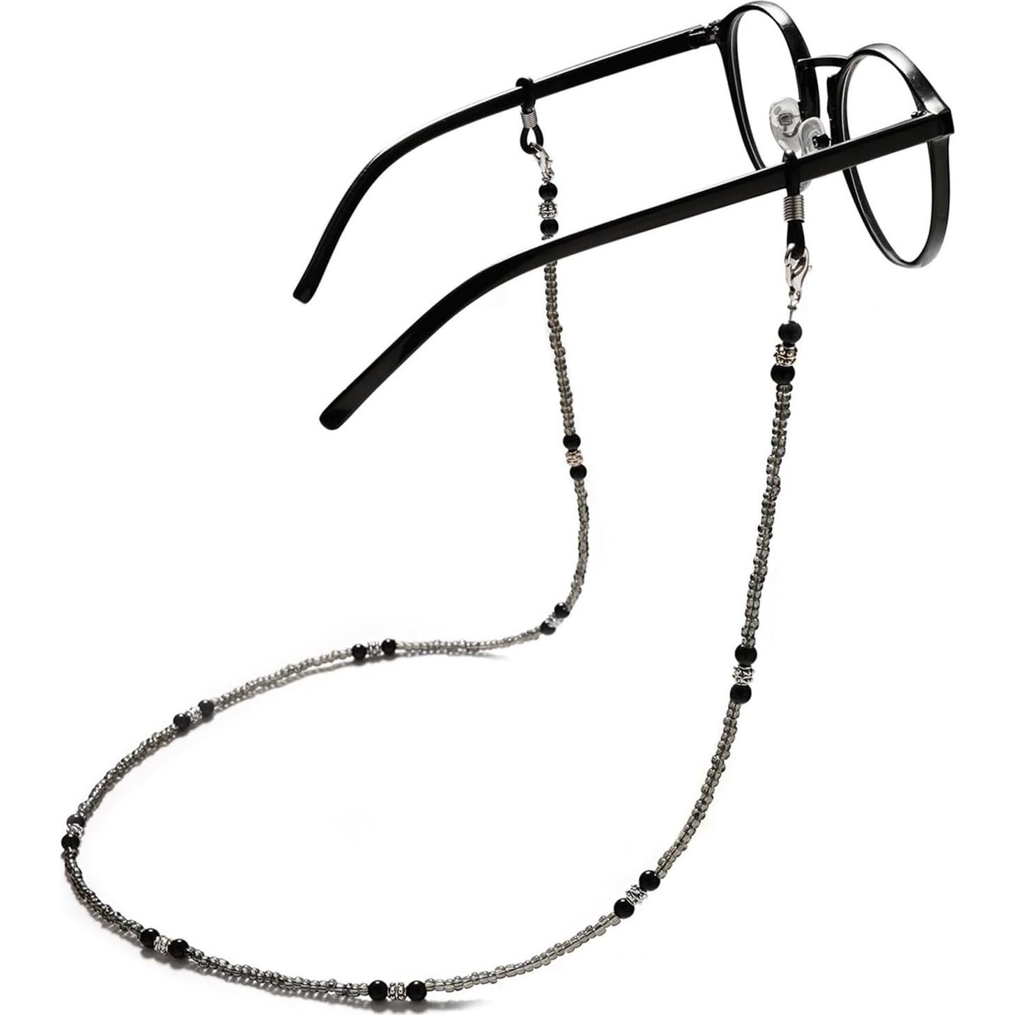 Cadena de Gafas con Cuentas Grises para Mujeres - Correa Unisex
