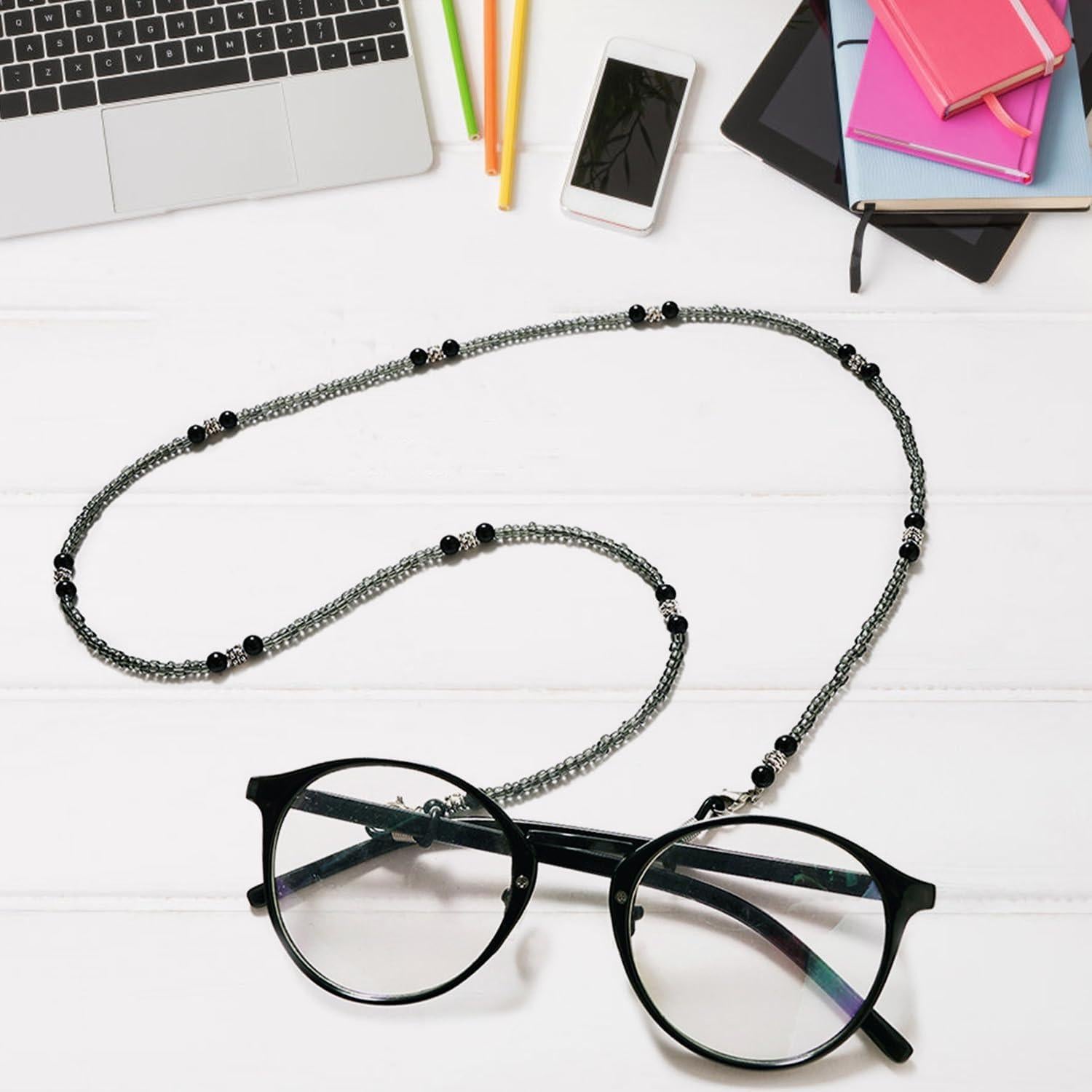 Cadena de Gafas con Cuentas Grises para Mujeres - Correa Unisex