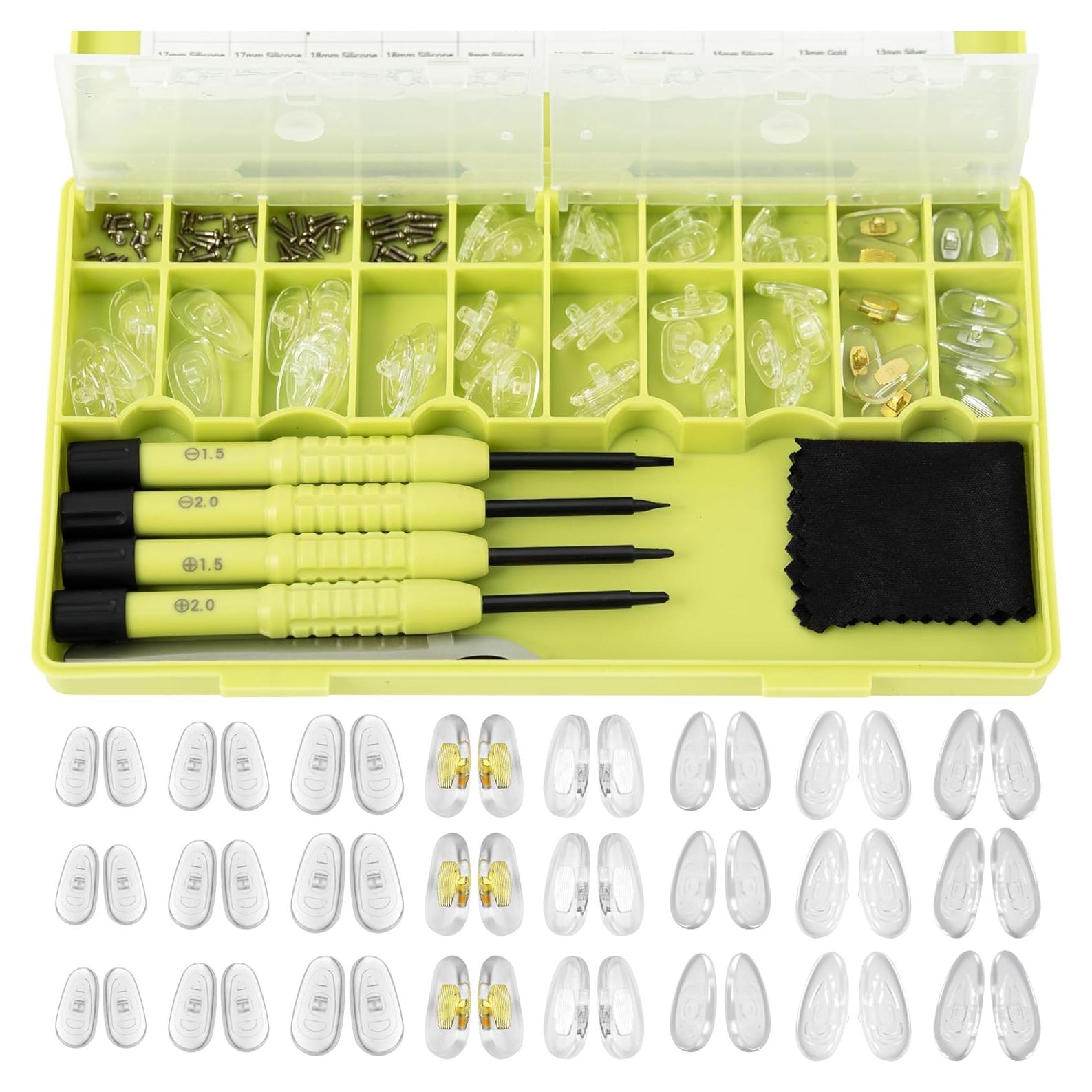 Kit de Reparación de Gafas Hike0001 - 24 Pares Almohadillas y Tornillos