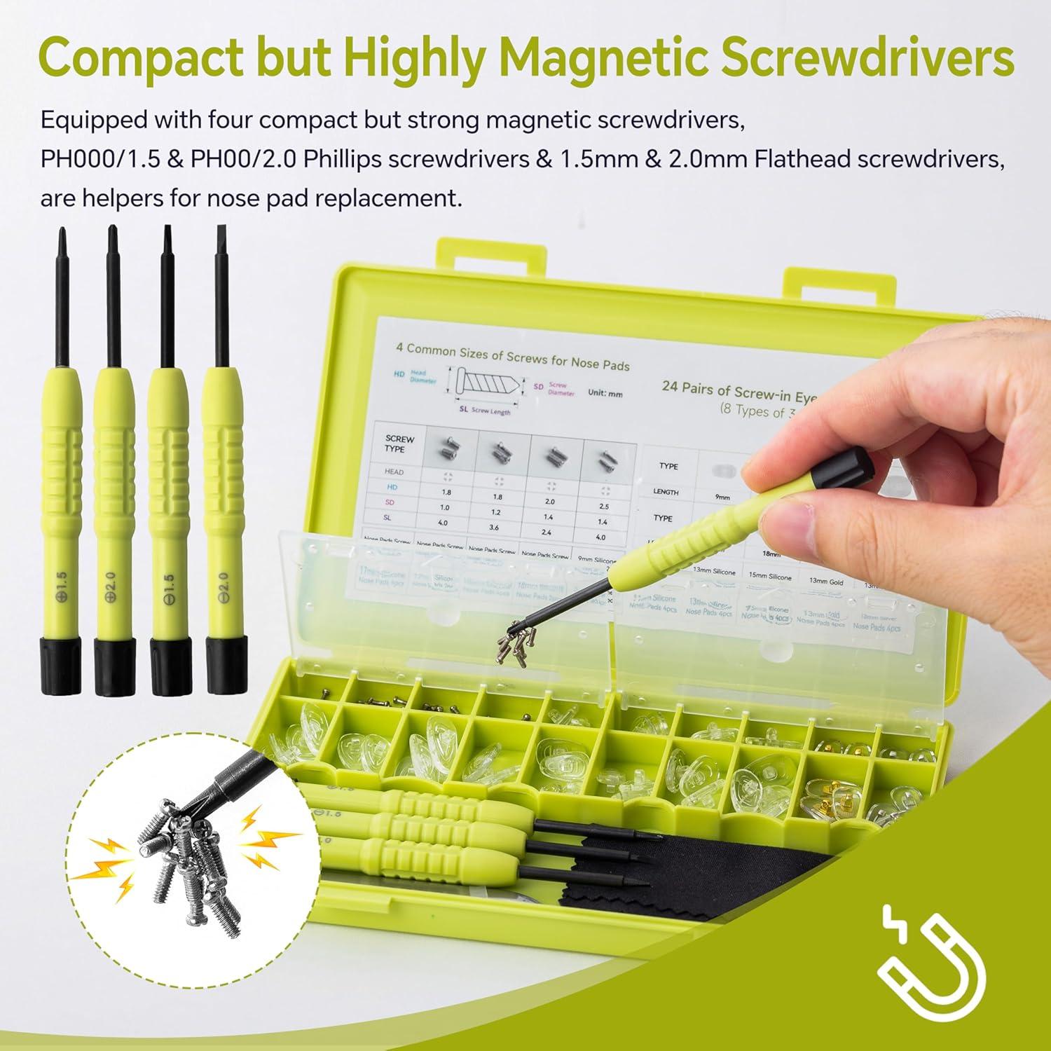 Kit de Reparación de Gafas Hike0001 - 24 Pares Almohadillas y Tornillos