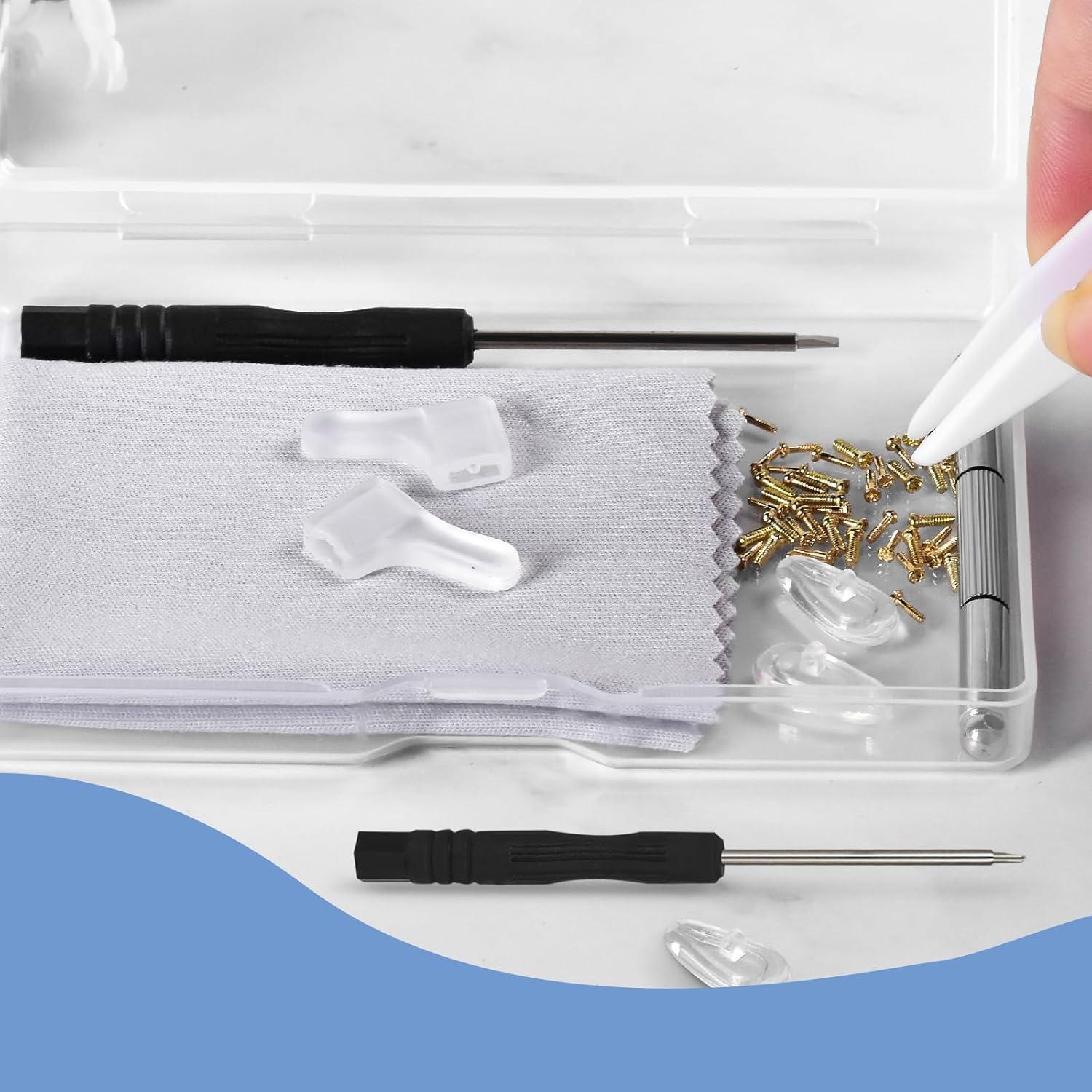 Kit de Reparación de Gafas AccEncyc Dorado con Tornillos y Destornilladores