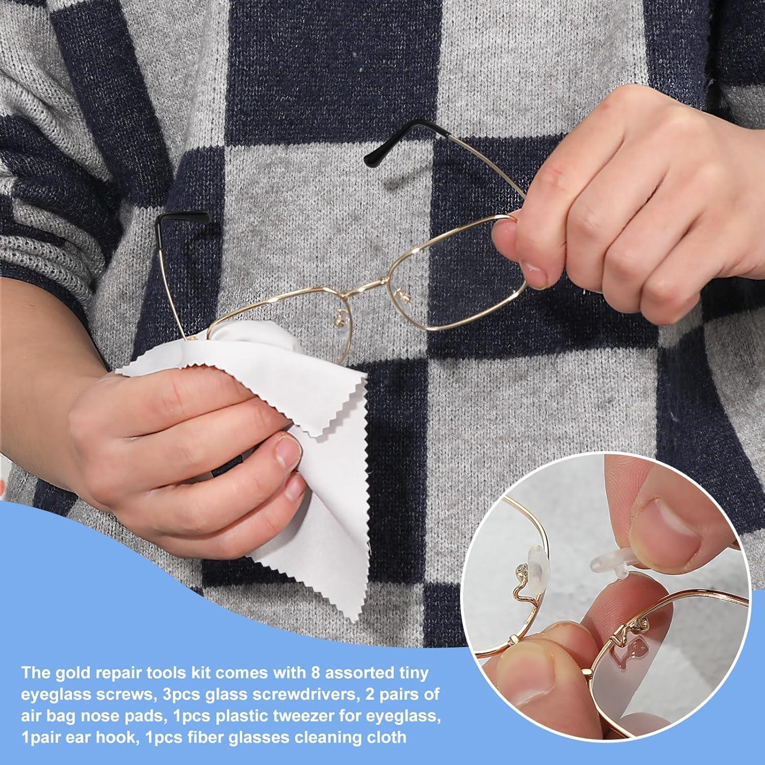 Kit de Reparación de Gafas AccEncyc Dorado con Tornillos y Destornilladores