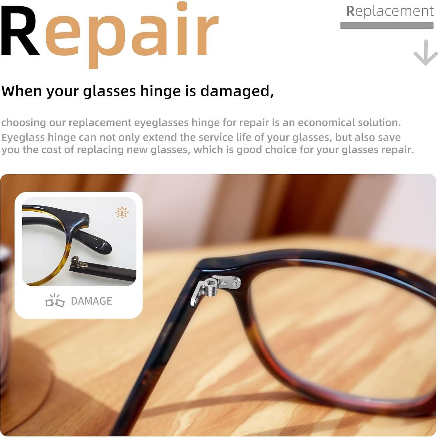 Kit de 10 Bisagras de Gafas KishYa Acero Inoxidable Plateado