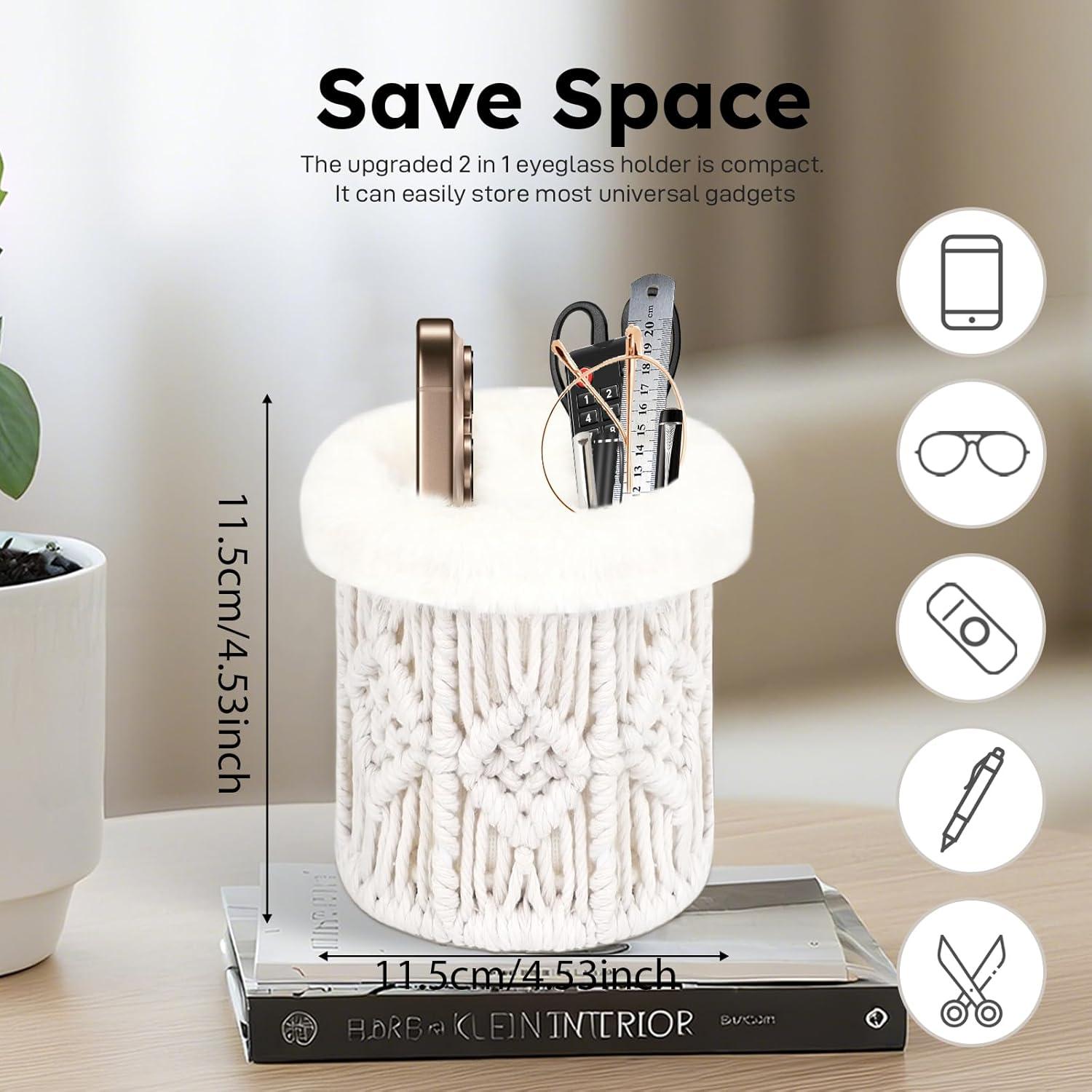 Soporte para Gafas 2 en 1 Beige - Organizador Antirayaduras