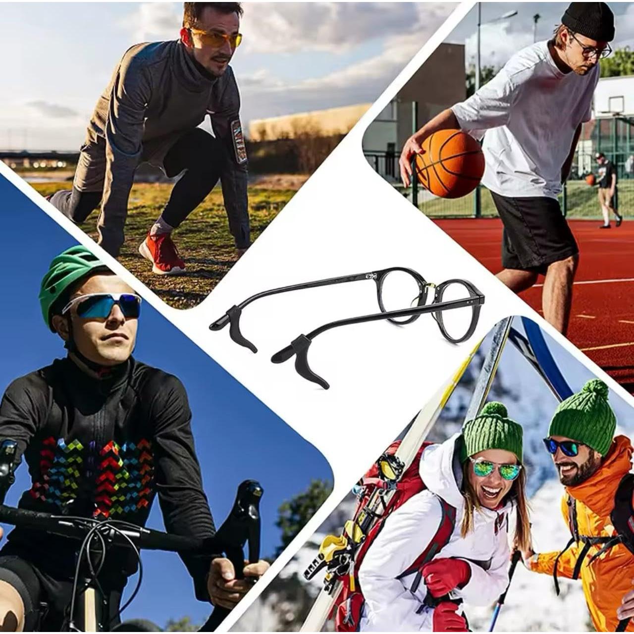 Ganchos de Oído de Silicona para Gafas - 10 Pares Negro y Blanco