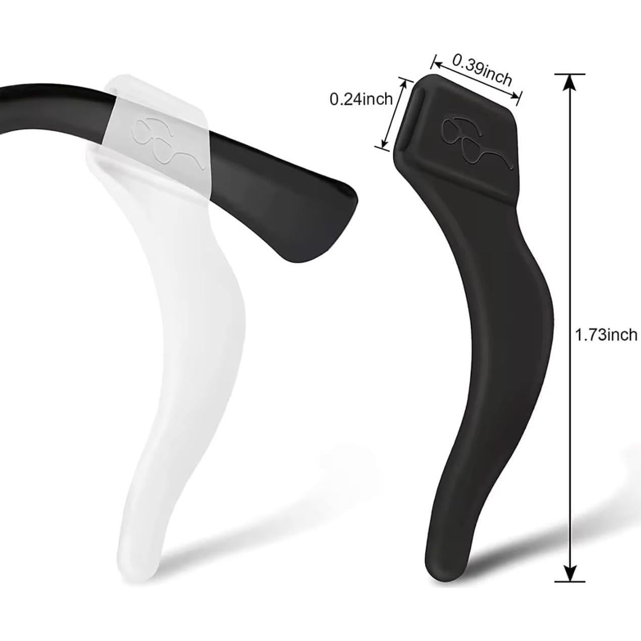 Ganchos de Oído de Silicona para Gafas - 10 Pares Negro y Blanco