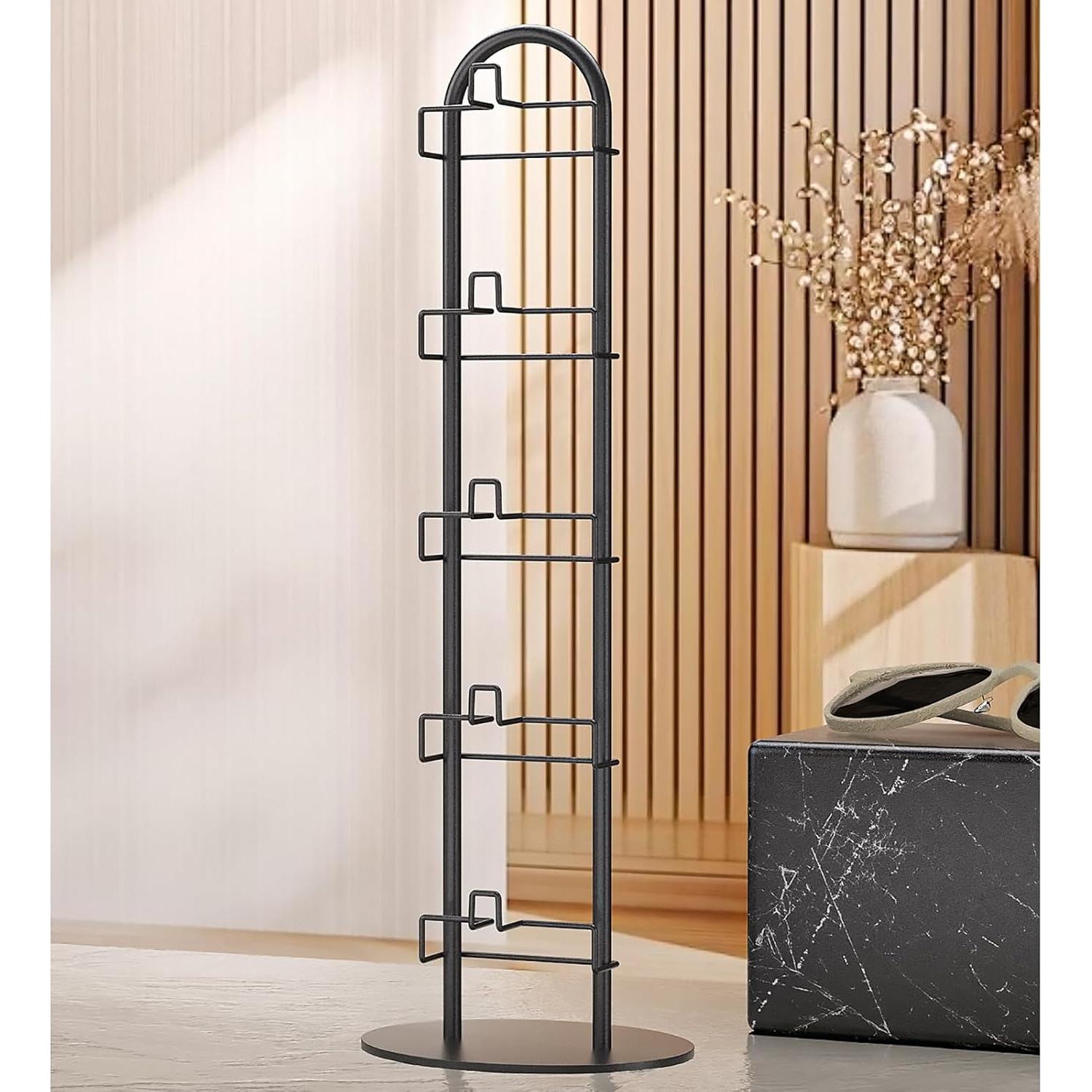 Organizador de Gafas de Sol KunGe Negro, Soporte Metal 5 Pares