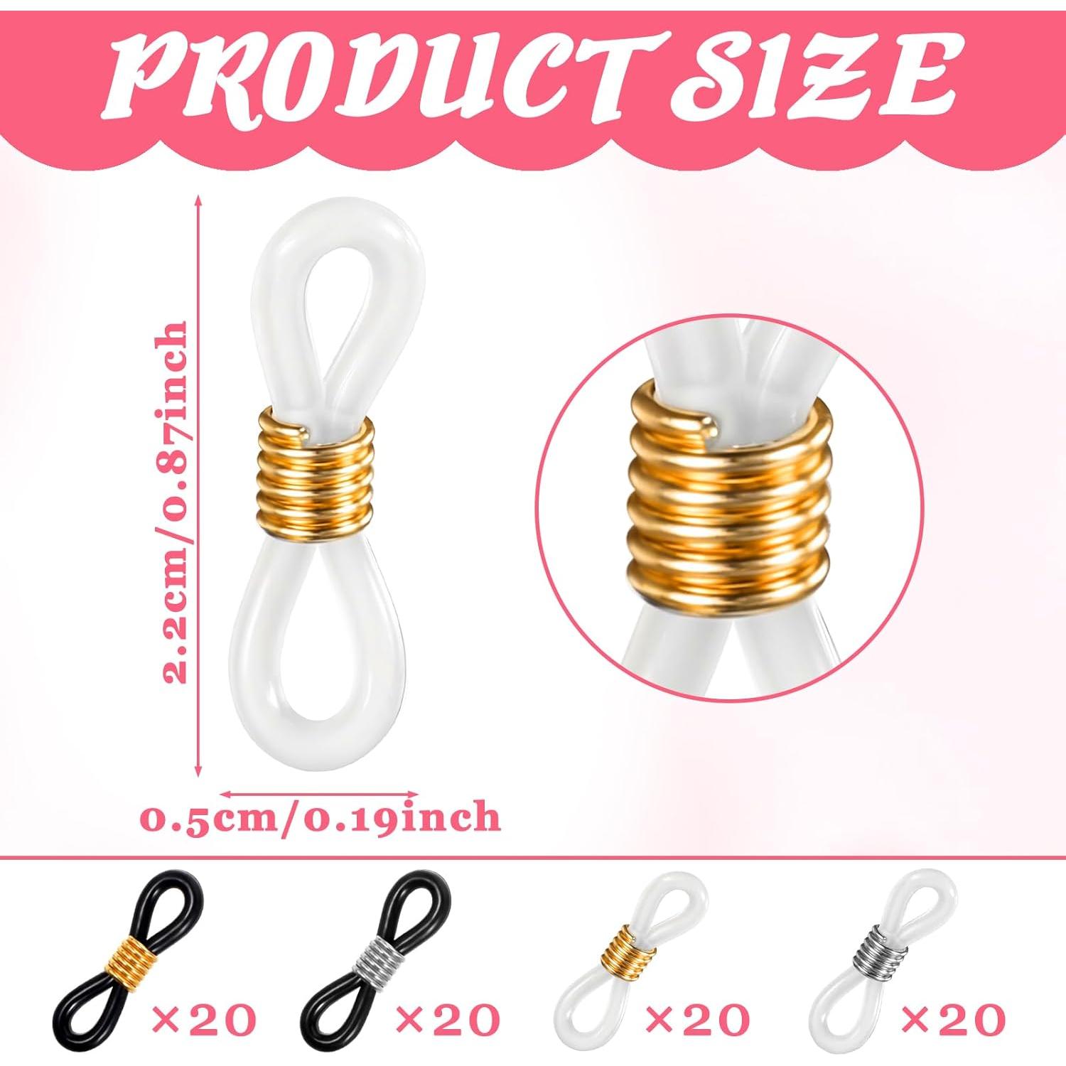 80 Conectores de Cadena para Gafas LXUEJIE Silicona Ajustables