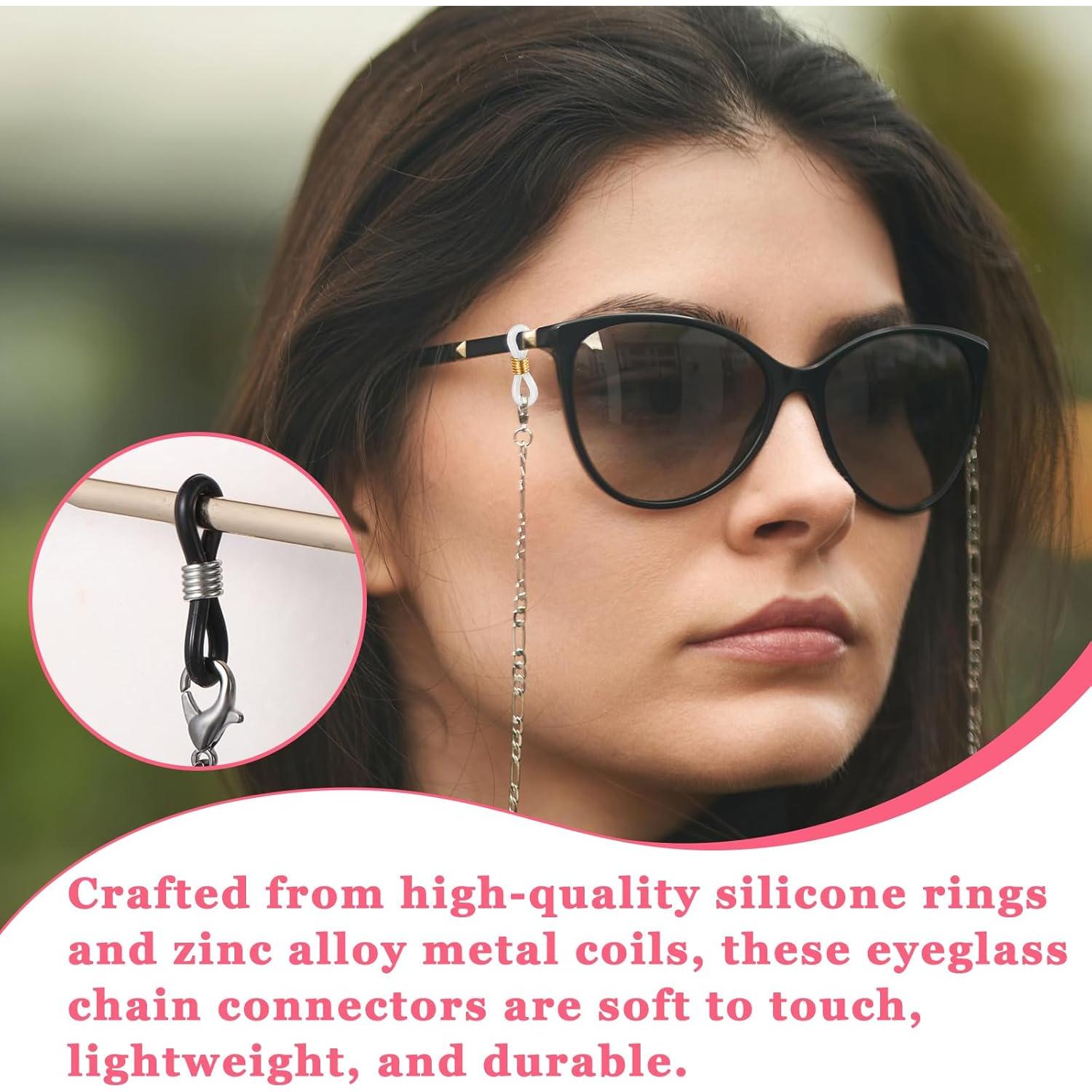 80 Conectores de Cadena para Gafas LXUEJIE Silicona Ajustables