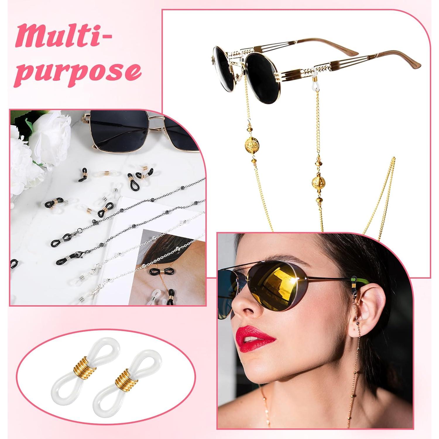 80 Conectores de Cadena para Gafas LXUEJIE Silicona Ajustables