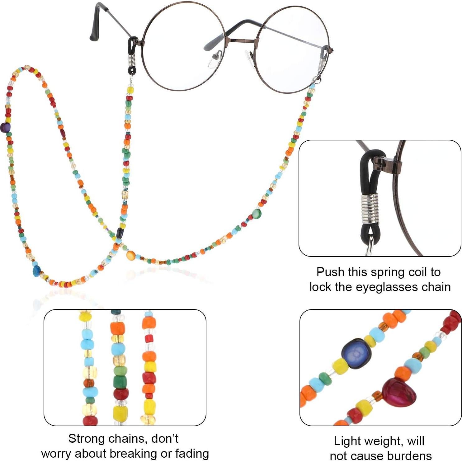 Cadenas de Gafas Elegantes Boao - 10 Piezas con Perlas y Ganchos