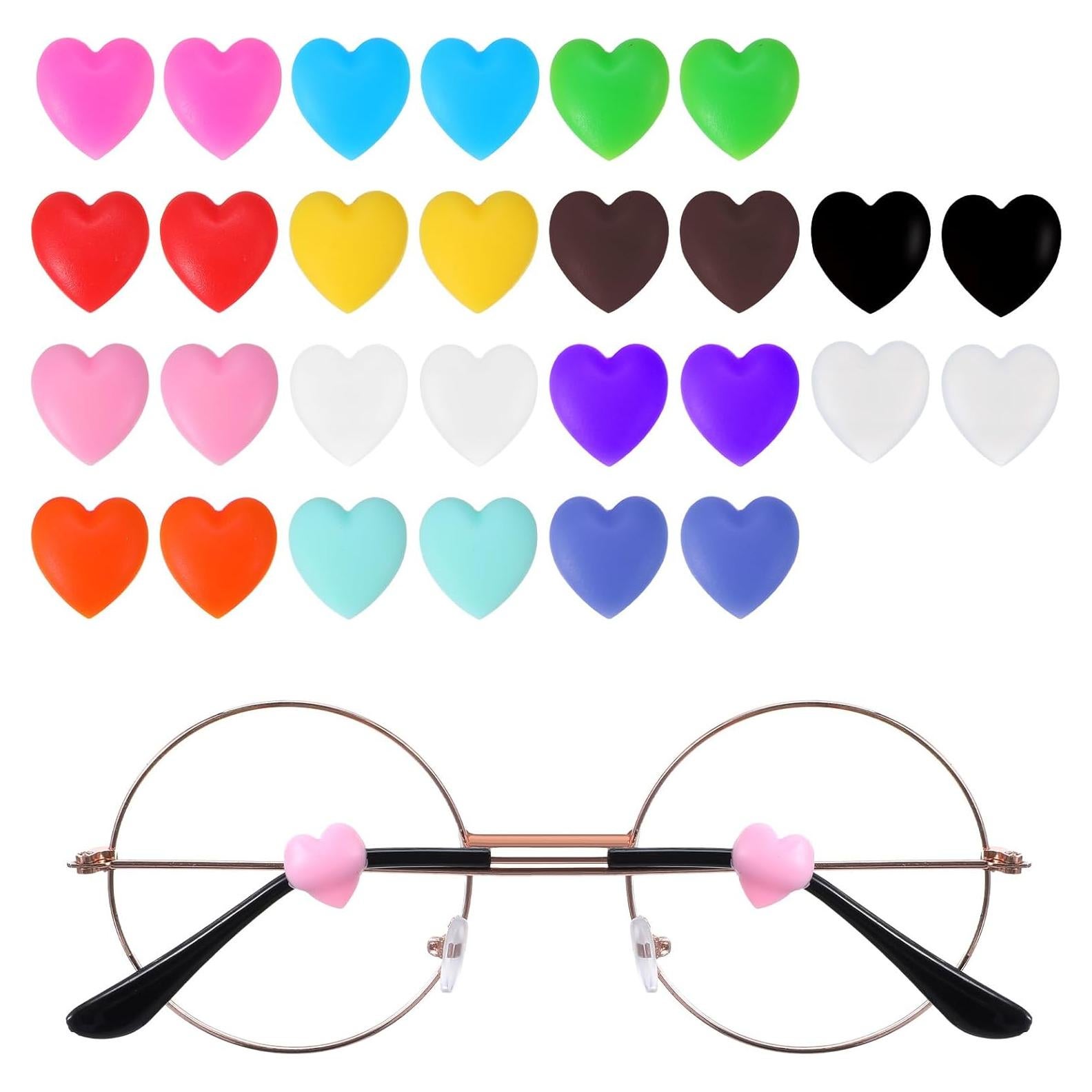 24 Sujetadores de Gafas Silicona Corazón Multicolor Guduling