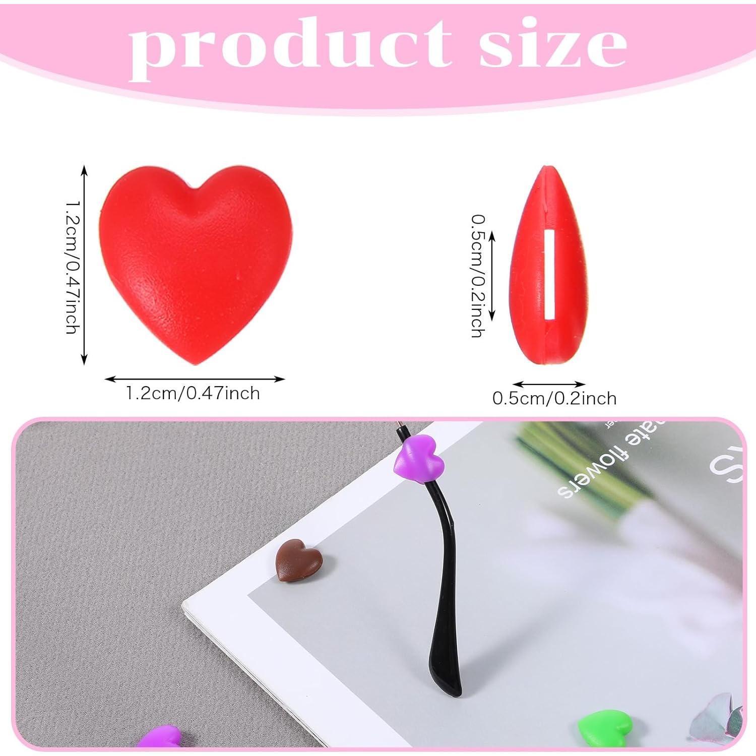 24 Sujetadores de Gafas Silicona Corazón Multicolor Guduling