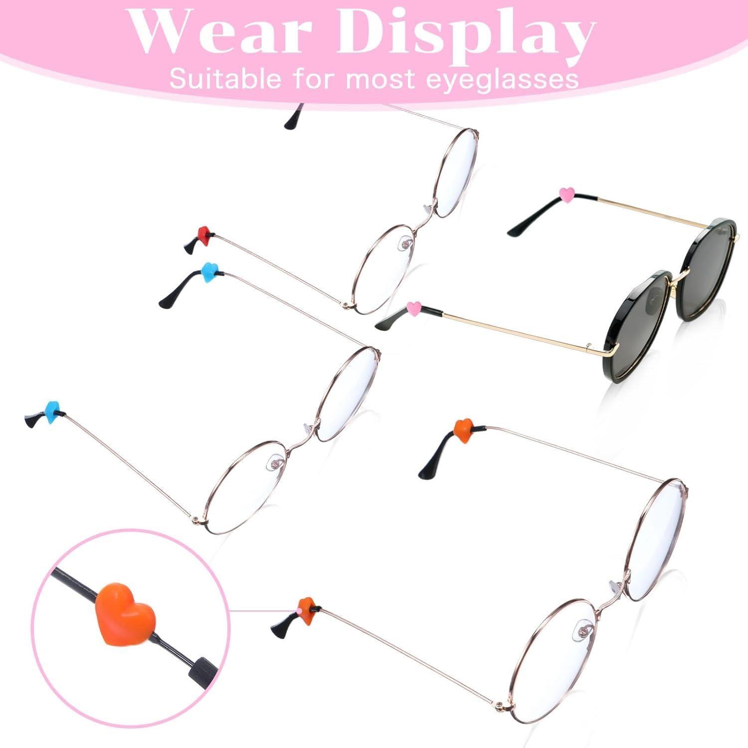 24 Sujetadores de Gafas Silicona Corazón Multicolor Guduling