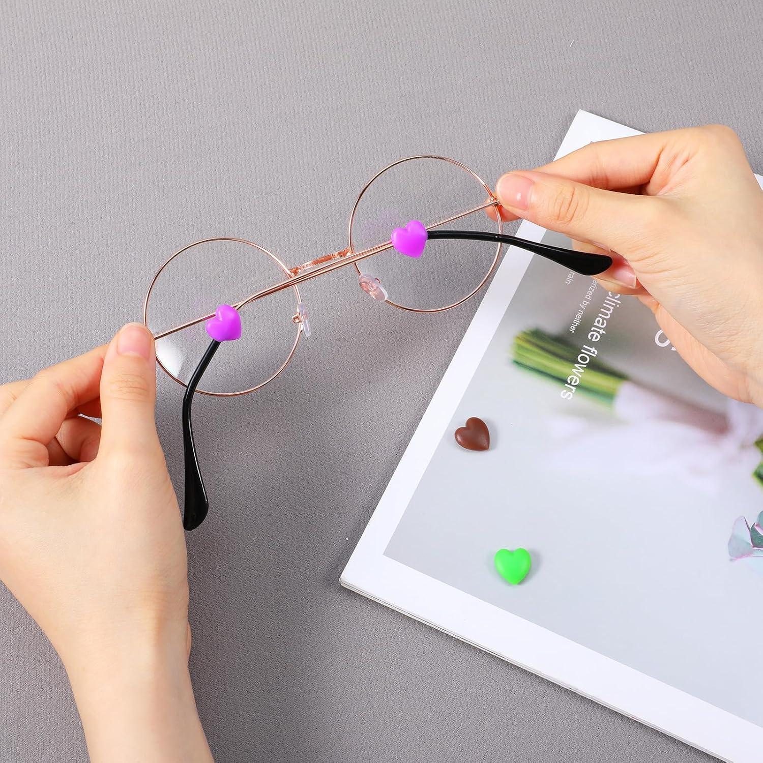 24 Sujetadores de Gafas Silicona Corazón Multicolor Guduling