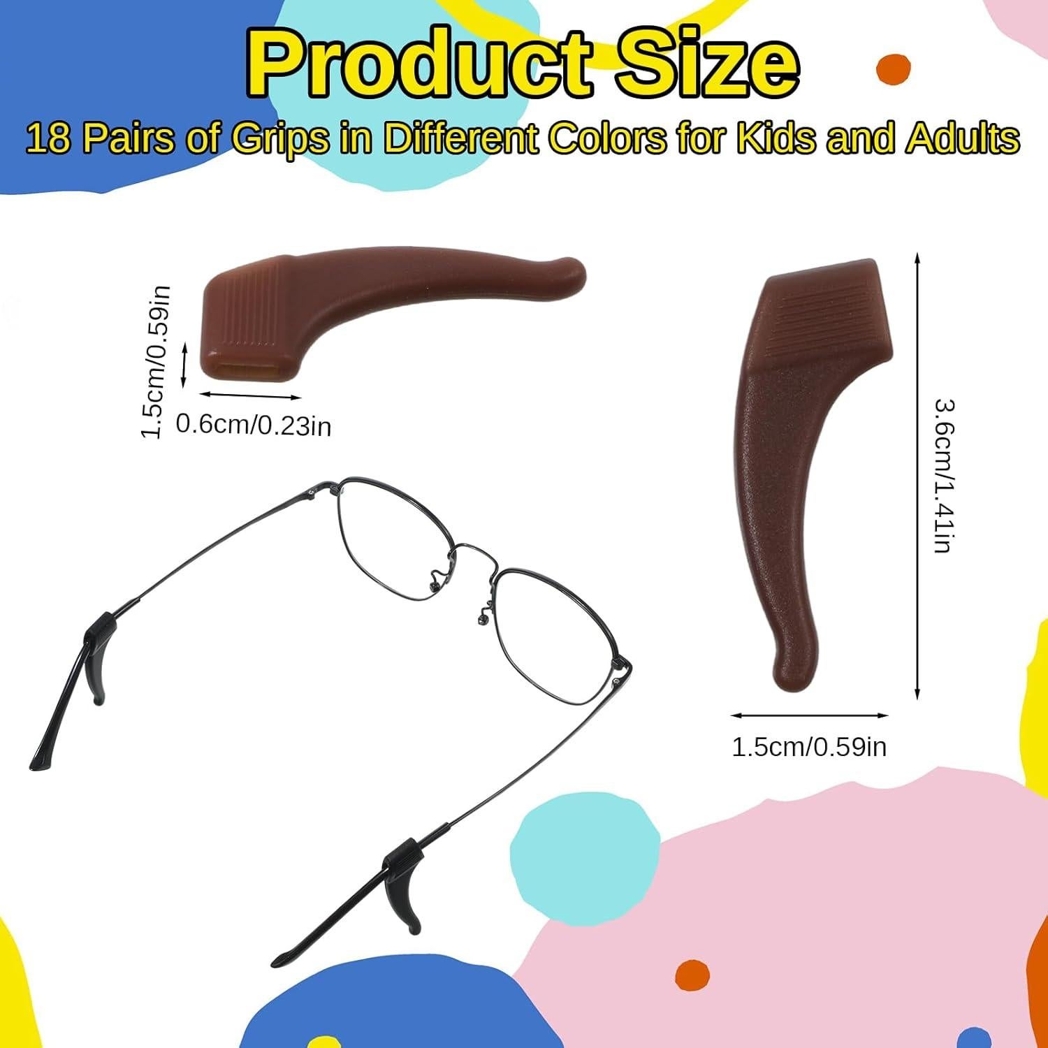 Ganchos de Gafas de Silicona Tweruna - 18 Pares Multicolor