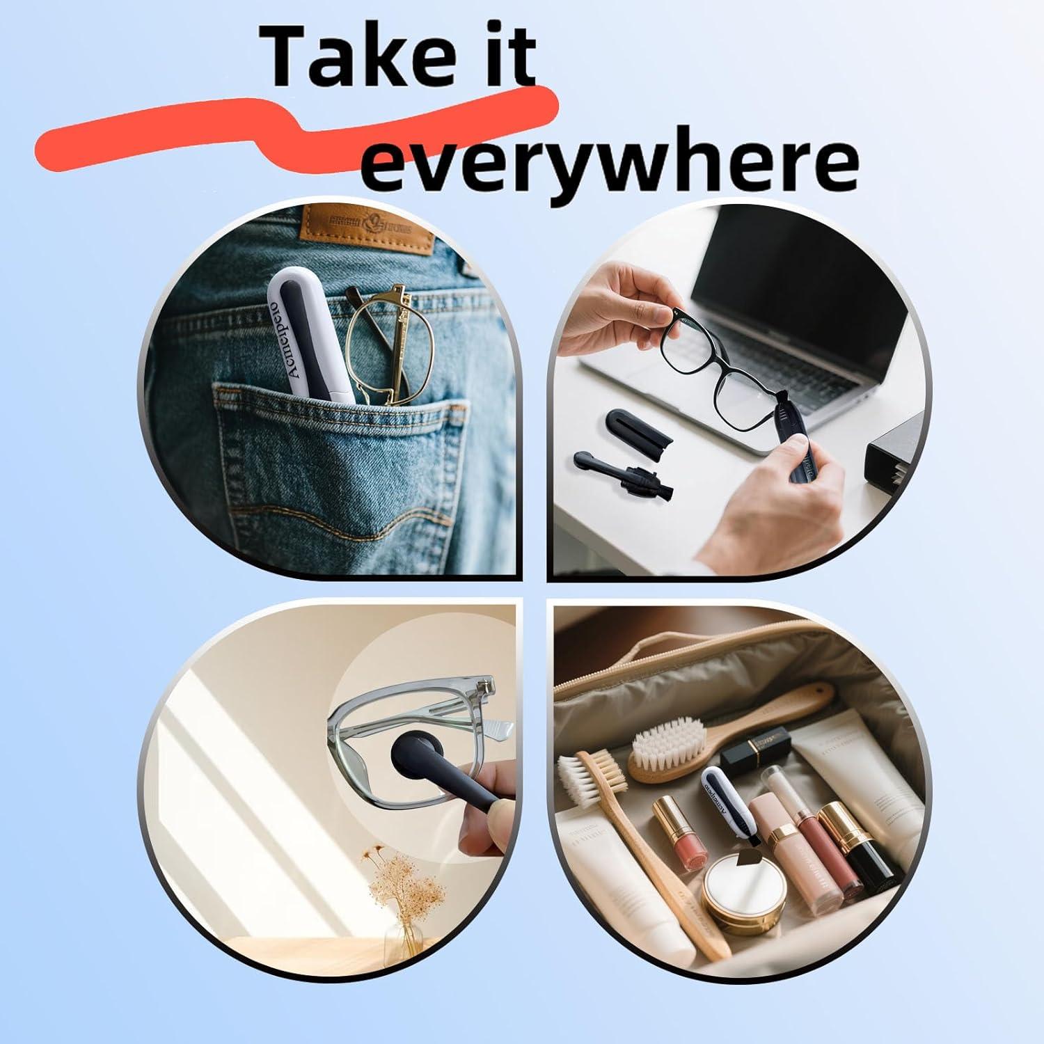 Limpiador de Gafas Portátil Acmeipeio con Microfibra - Blanco