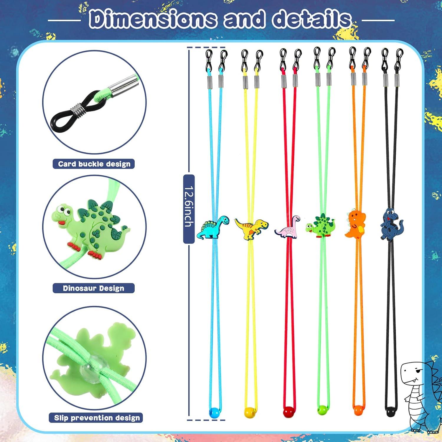 Correa para Gafas Niños Weewooday 12 Piezas Dinosaurio Ajustable