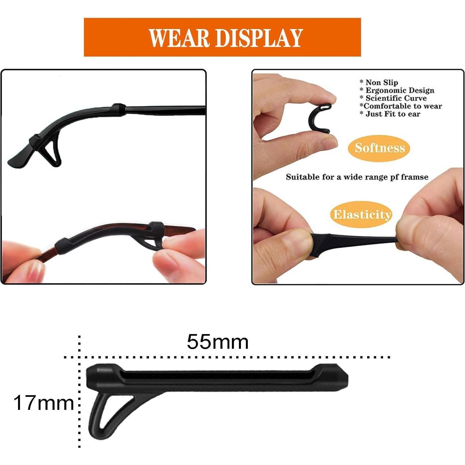 56 Gafas Clip Antideslizante Silicona AZFVBQL para Gafas