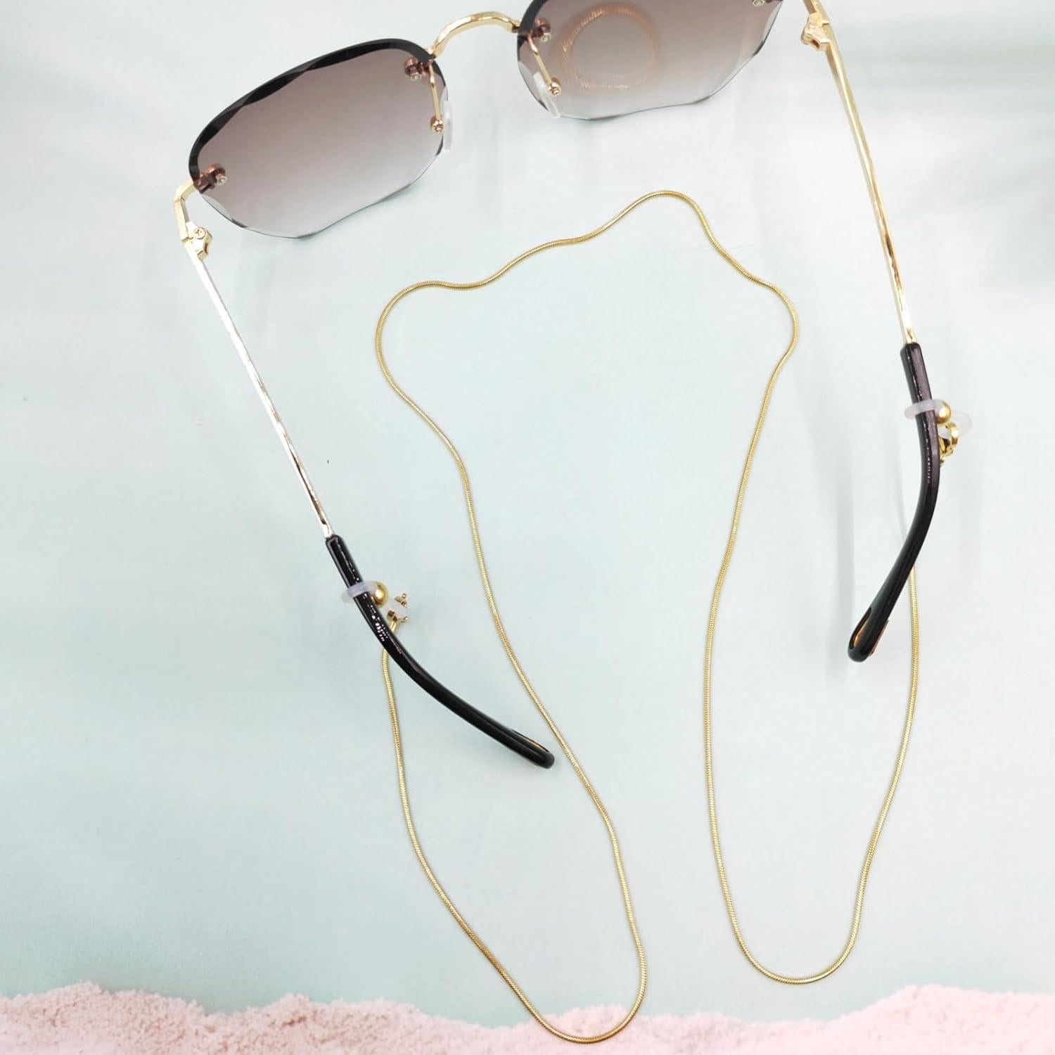 Cadena para Gafas de Acero Inoxidable Baño de Oro 18K 75.9 cm