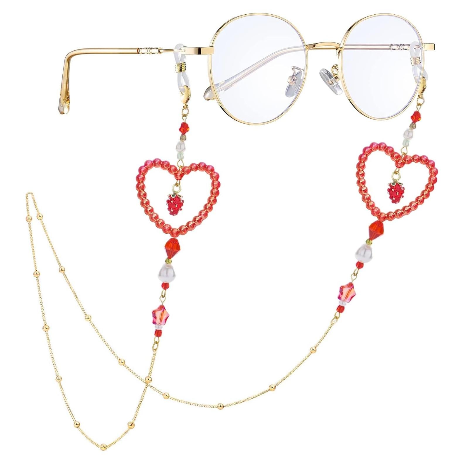 Cadena de Gafas con Perlas Fresa - Soporte Elegante para Mujeres