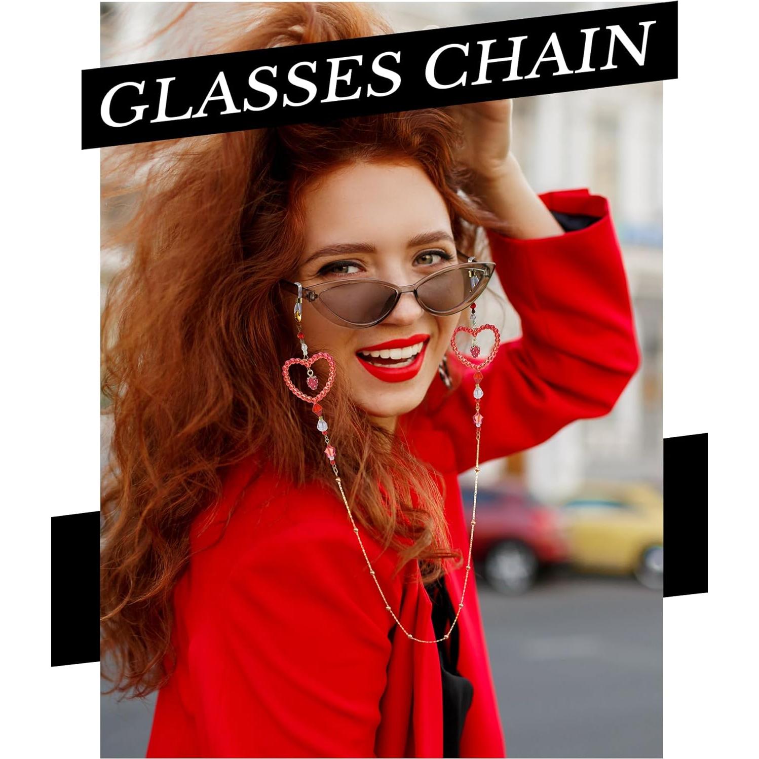 Cadena de Gafas con Perlas Fresa - Soporte Elegante para Mujeres