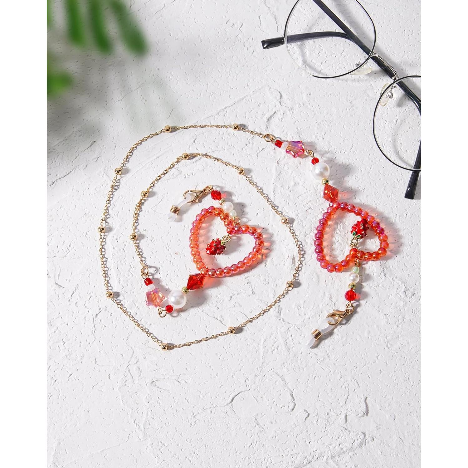 Cadena de Gafas con Perlas Fresa - Soporte Elegante para Mujeres