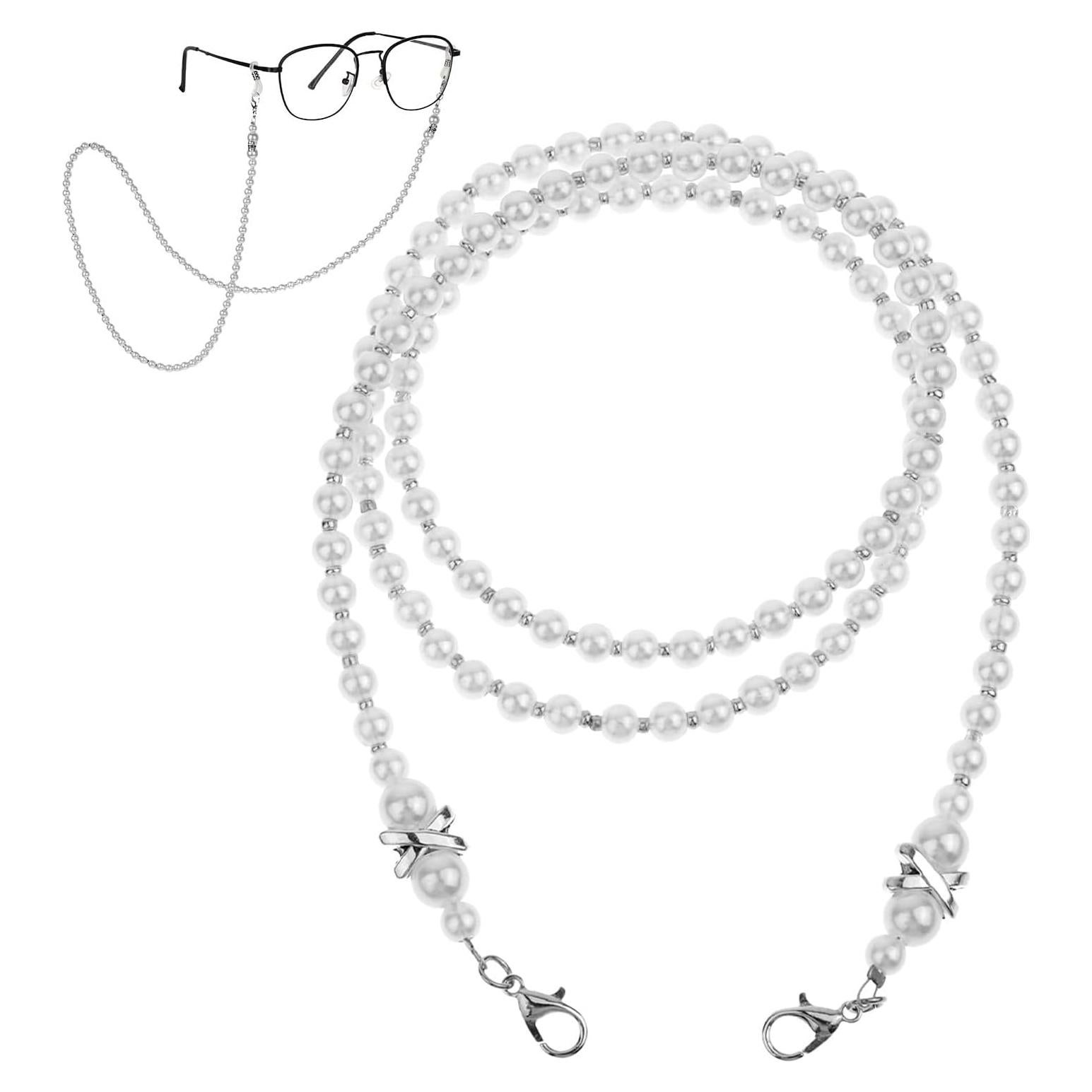 Cadena de Gafas con Perlas Blancas Larrel 74cm Acrílico