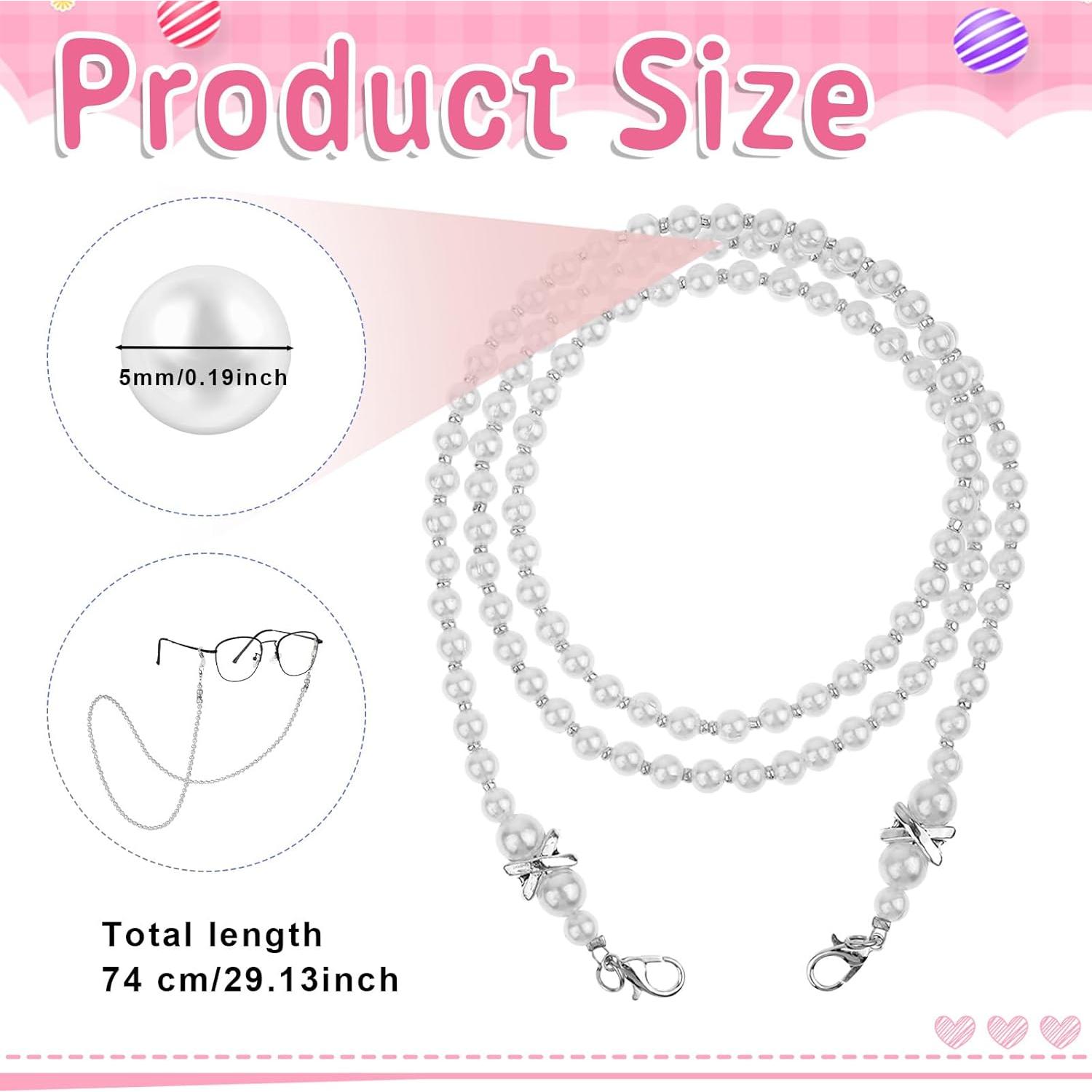 Cadena de Gafas con Perlas Blancas Larrel 74cm Acrílico