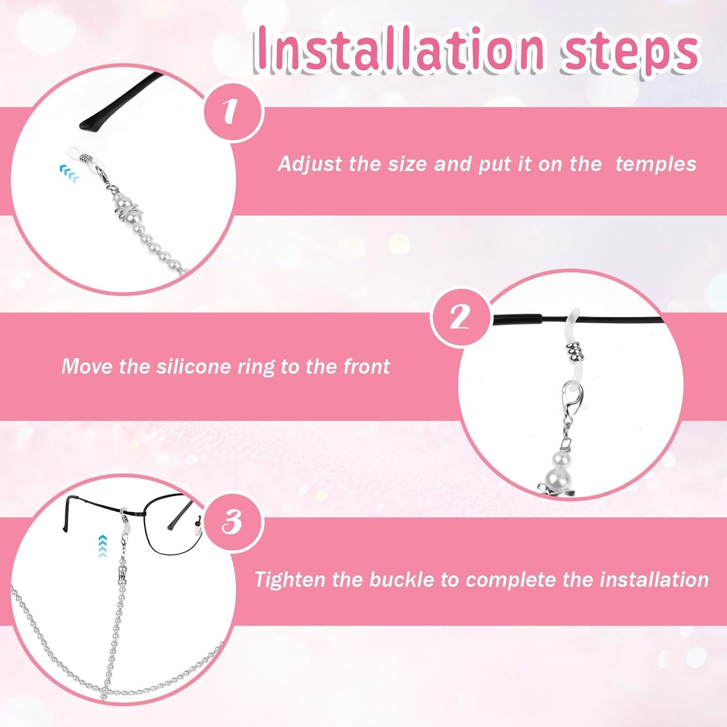 Cadena de Gafas con Perlas Blancas Larrel 74cm Acrílico