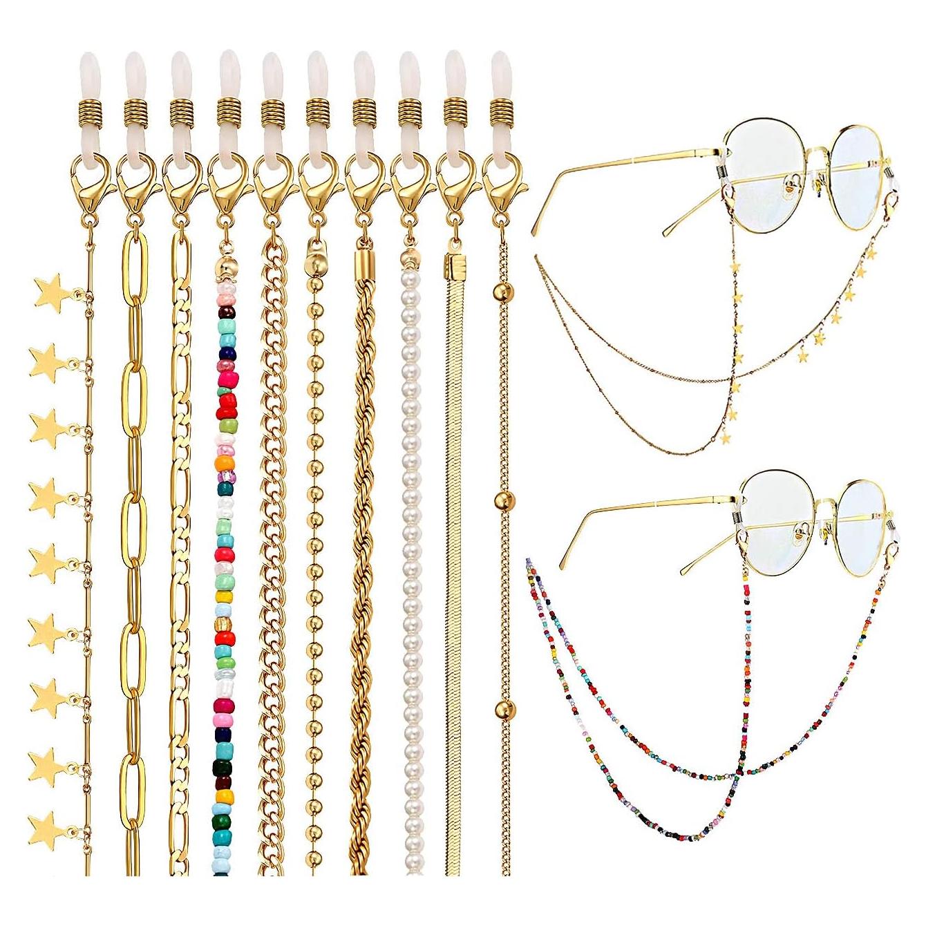 Cadena Lanyard para Máscara PHALIN 10PCS Oro Figaro 78.7cm