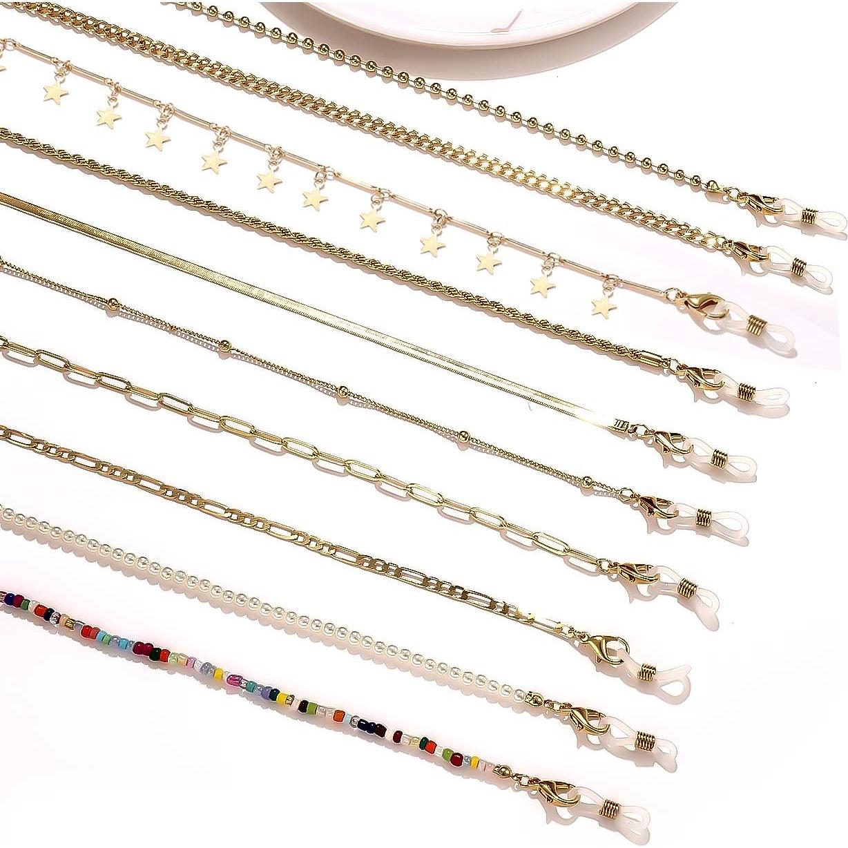 Cadena Lanyard para Máscara PHALIN 10PCS Oro Figaro 78.7cm