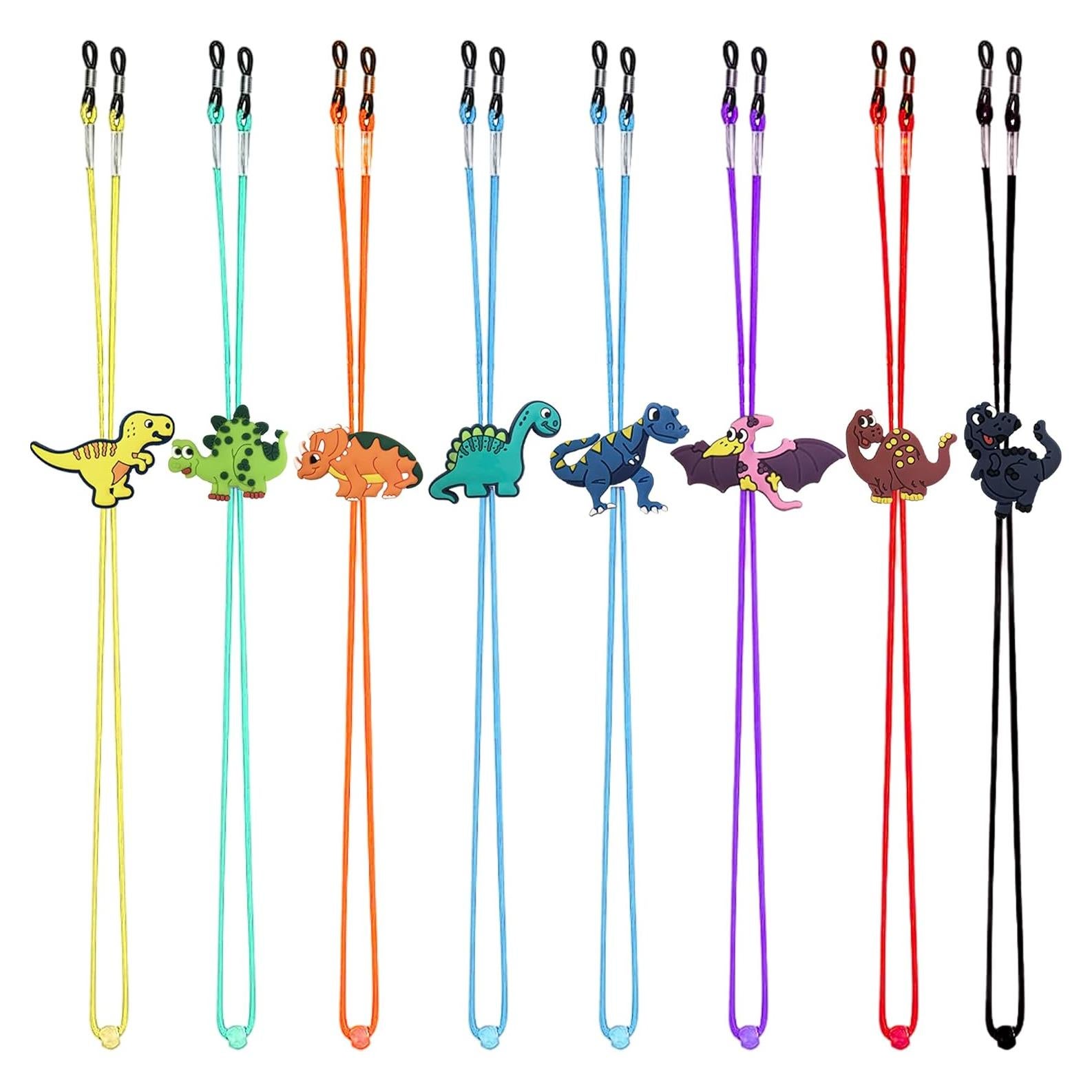 Correa de Gafas Ajustable ZXSWEET para Niños Dinosaurio 8 PCS