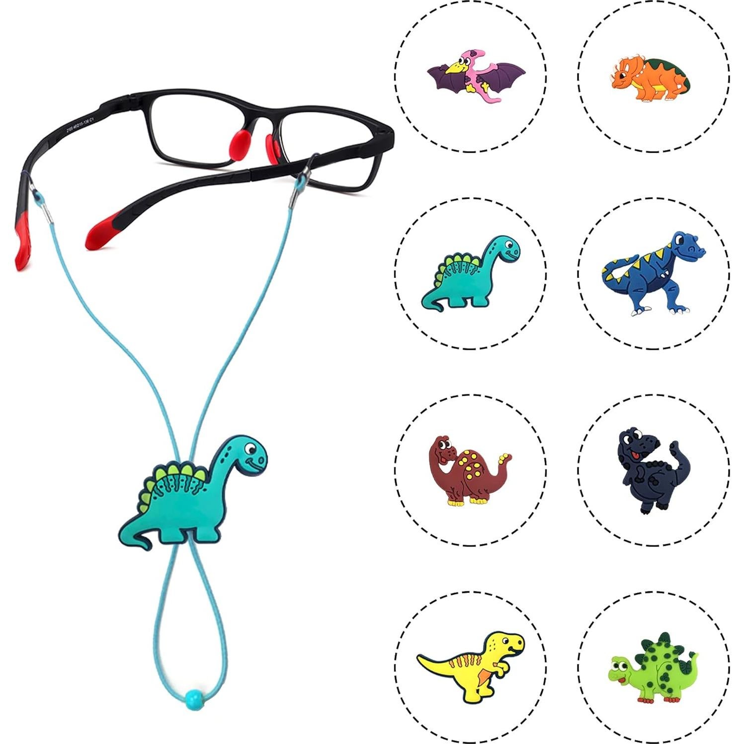 Correa de Gafas Ajustable ZXSWEET para Niños Dinosaurio 8 PCS