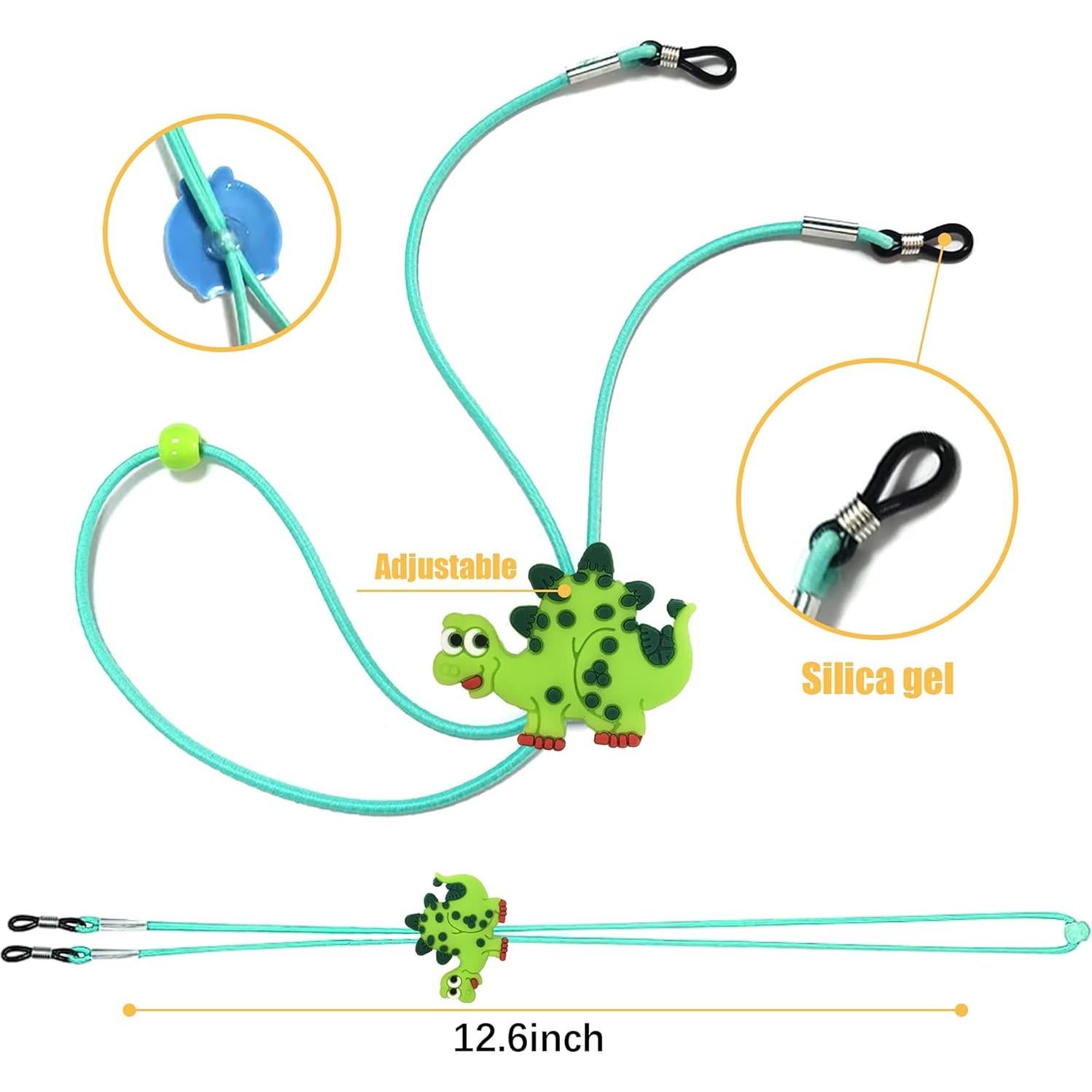 Correa de Gafas Ajustable ZXSWEET para Niños Dinosaurio 8 PCS