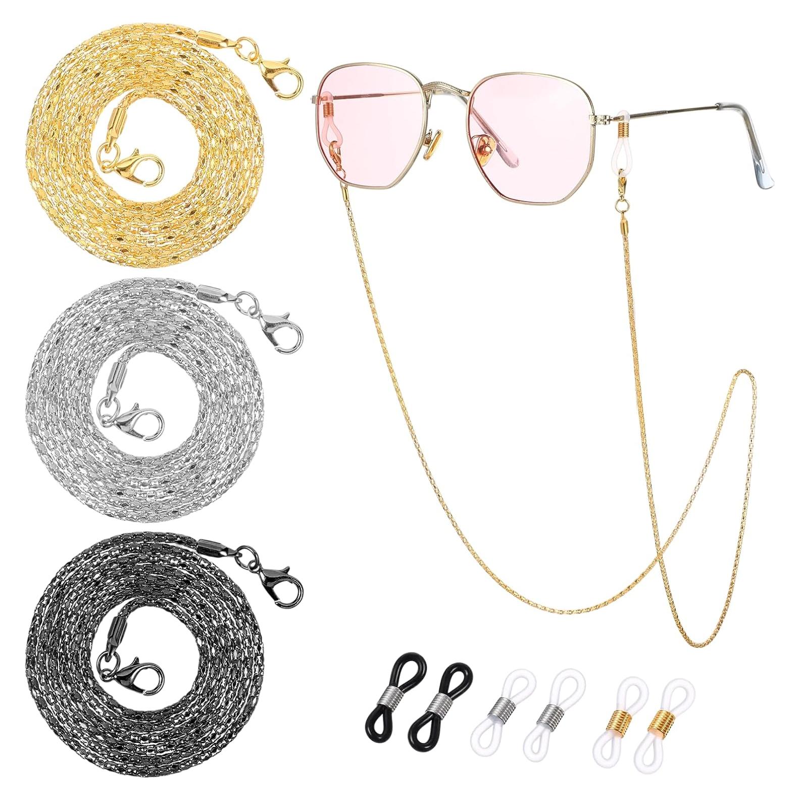 Cadenas para Gafas Heclia 3 PCS Dorado Plateado Negro 75 cm