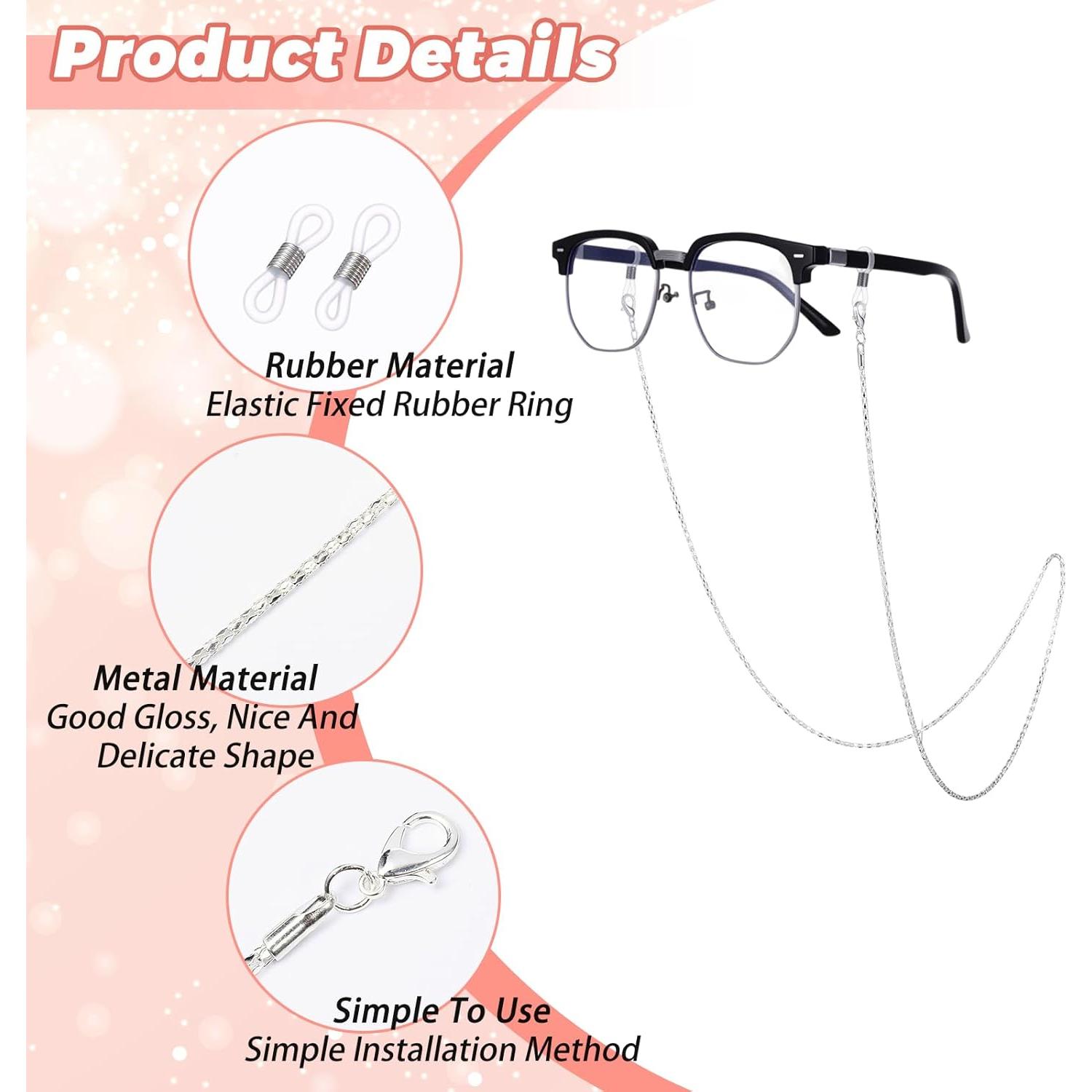 Cadenas para Gafas Heclia 3 PCS Dorado Plateado Negro 75 cm