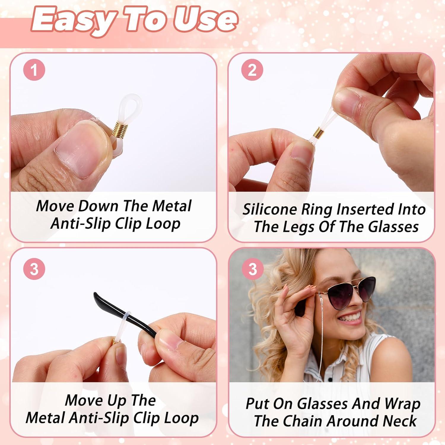 Cadenas para Gafas Heclia 3 PCS Dorado Plateado Negro 75 cm