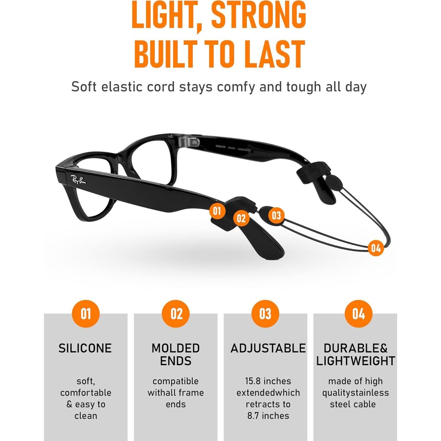 Paquete de 4 correas ajustables para gafas Ray-Ban y Oakley