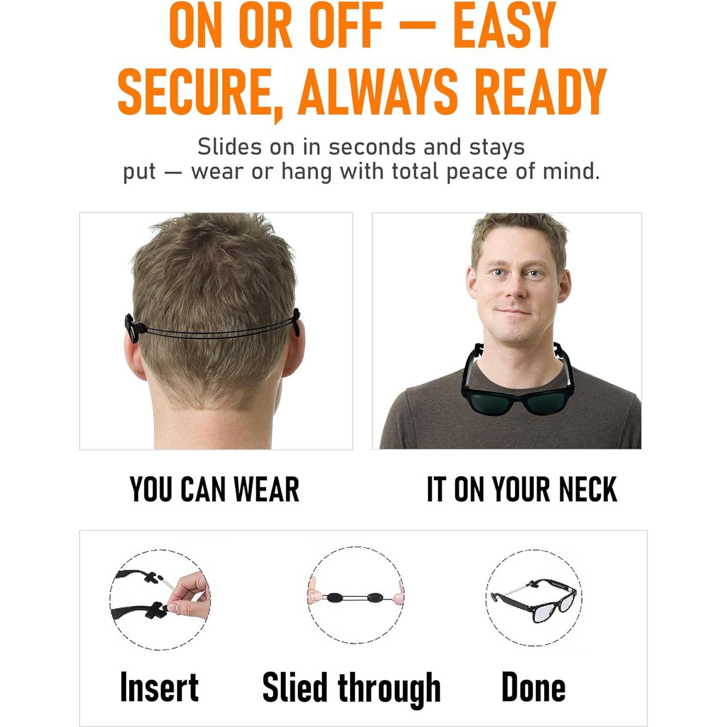 Paquete de 4 correas ajustables para gafas Ray-Ban y Oakley