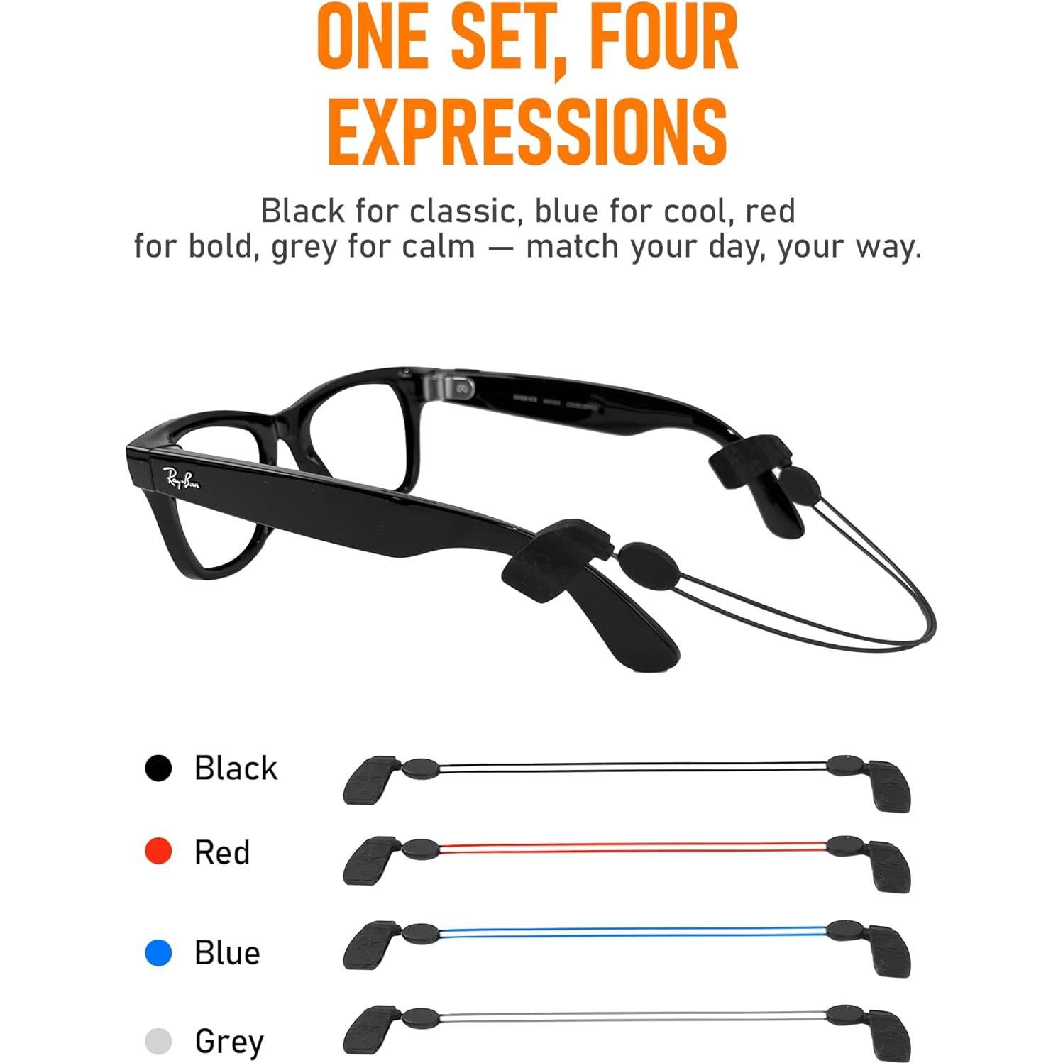 Paquete de 4 correas ajustables para gafas Ray-Ban y Oakley